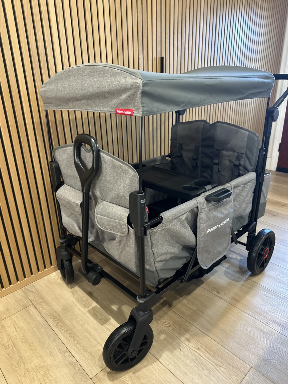 Radio Flyer Pathfinder 4-Seat Stroller Wagon, for Kids 6+ Months, UV Canopy | Compact Fold, Never Fall Pull Handle, Seats Convert to Flatbed, Snack Tray & Storage, Cup Holders customer photo 1