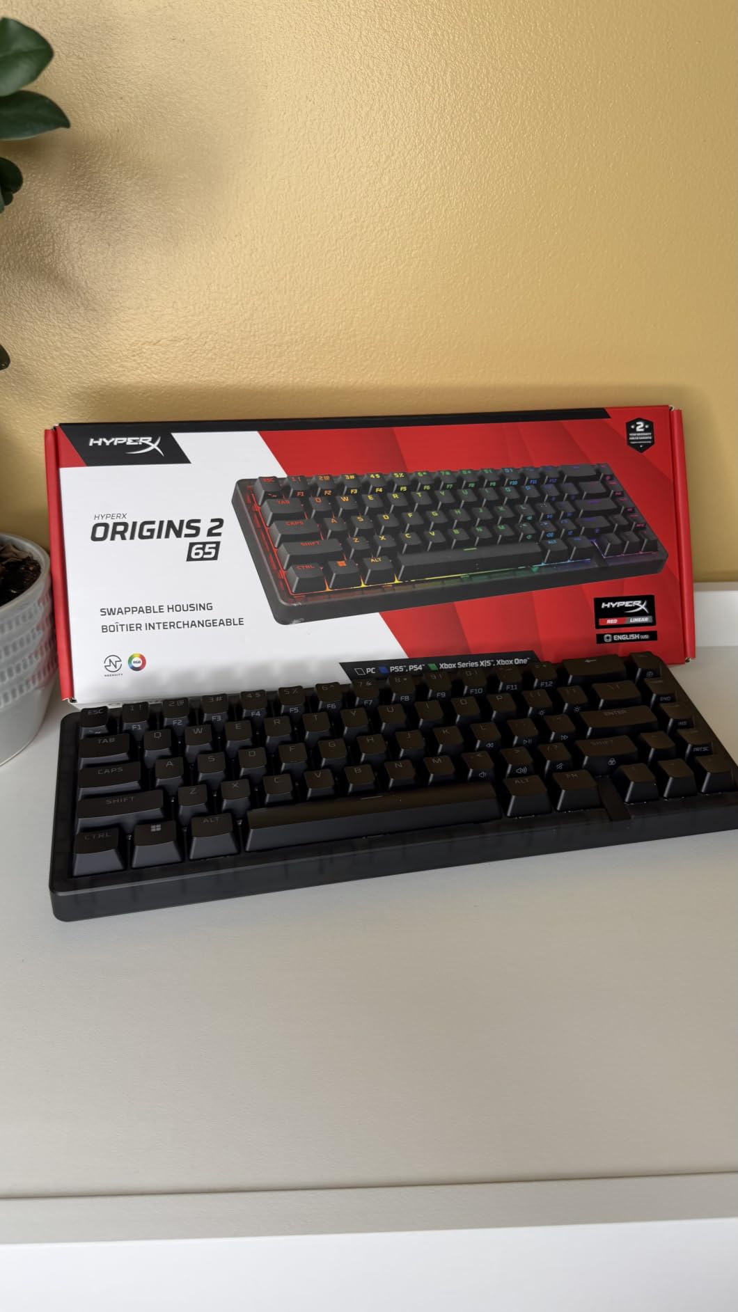 HyperX Origins 2 65 - Gaming Keyboard, PC, Swappable Housing, Hotswap Switches, High Profile, 65% Layout, 8k Polling, Adjustable Angle, Mechanical Switches customer photo 1