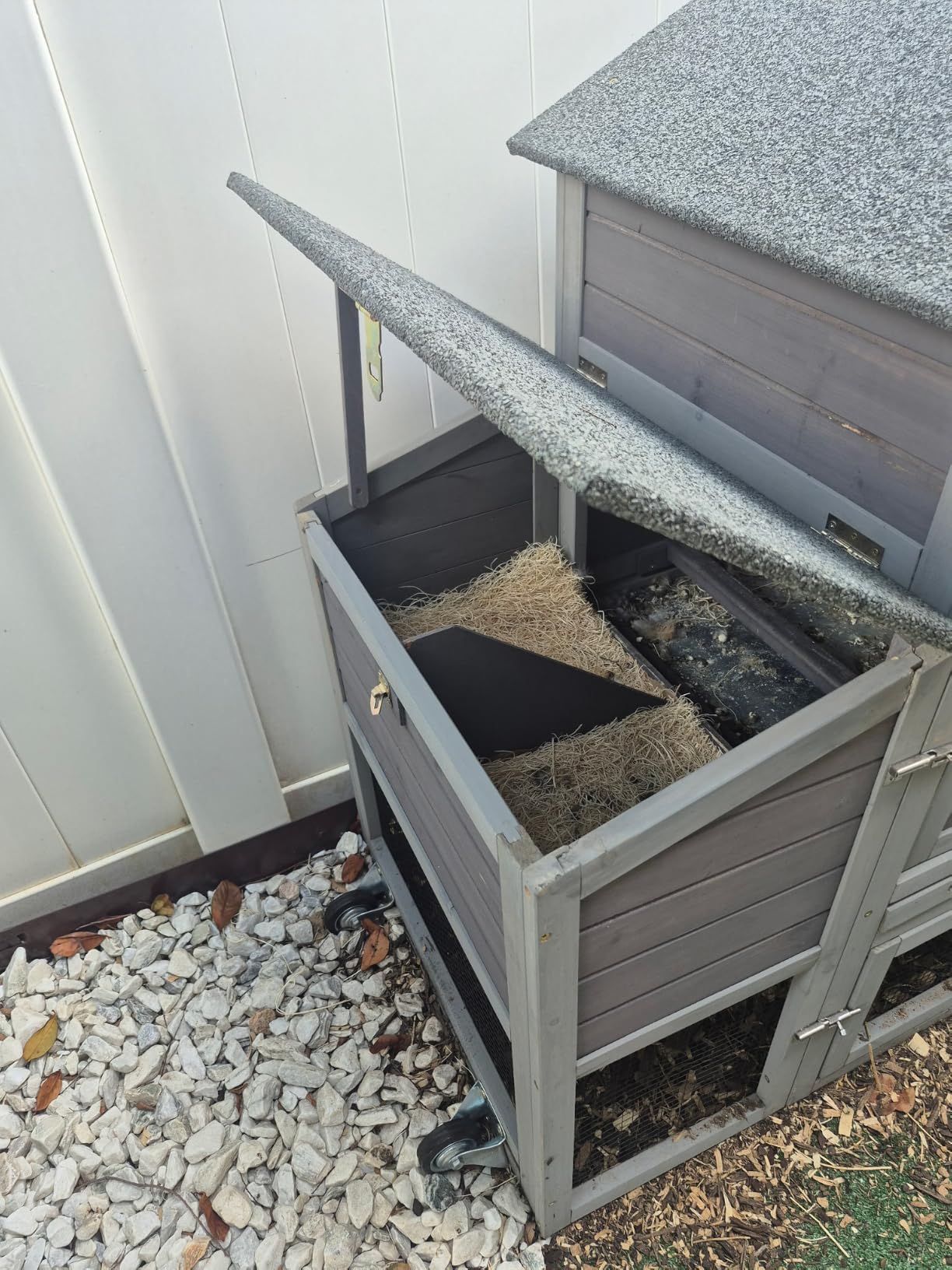 Aivituvin Chicken Coop Hen House, Large Outdoor Wooden Poultry Cage with Ramps, Run, Nesting Box, Removable Tray, Weather-Proof Chicken Cage (Grey, AIR31) customer photo 2
