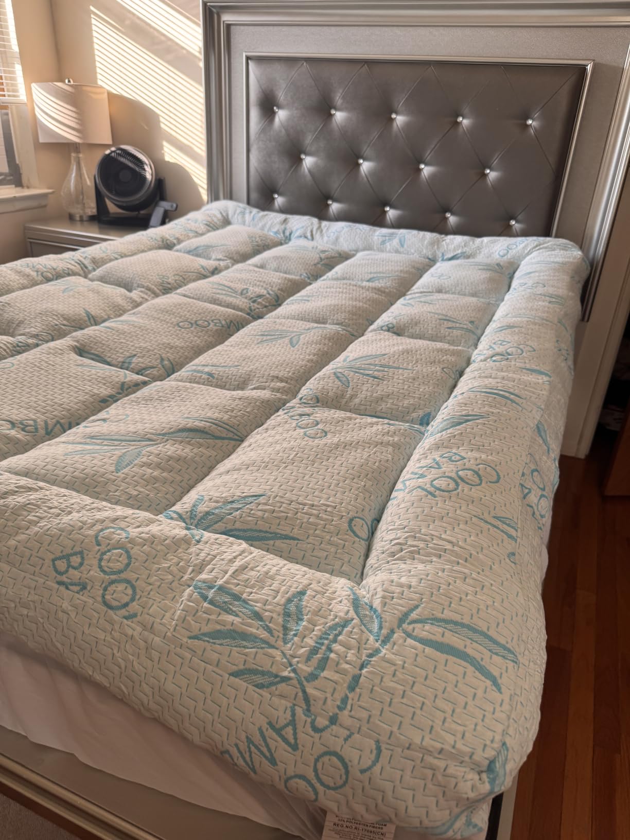 WhatsBedding 5 Inch Queen Mattress Topper Breathable Bamboo Viscose Air Layer, Memory Foam Mattress Topper Queen Size Blue customer photo 1