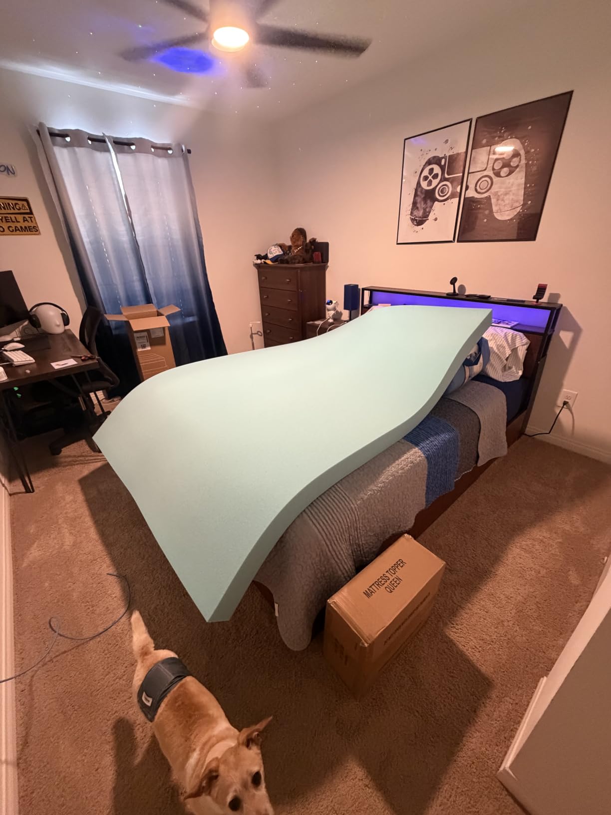 WhatsBedding 5 Inch Queen Mattress Topper Breathable Bamboo Viscose Air Layer, Memory Foam Mattress Topper Queen Size Blue customer photo 2