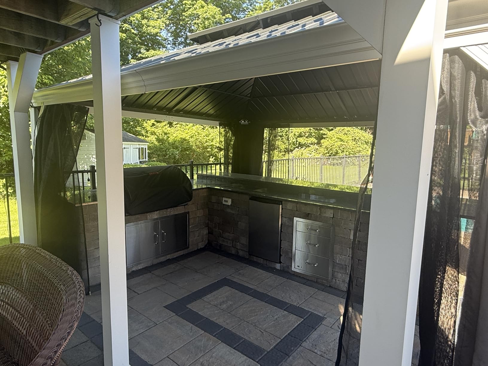 PURPLE LEAF Hardtop Gazebo 10' x 10' Pavilion Wind-Resistant White Frame, 3.9'' Thick Posts, Stronger Support, Double Roof, Better Airflow, Snow Load up to 1800 lbs, Wind-Resistant, Dual Tracks customer photo 2
