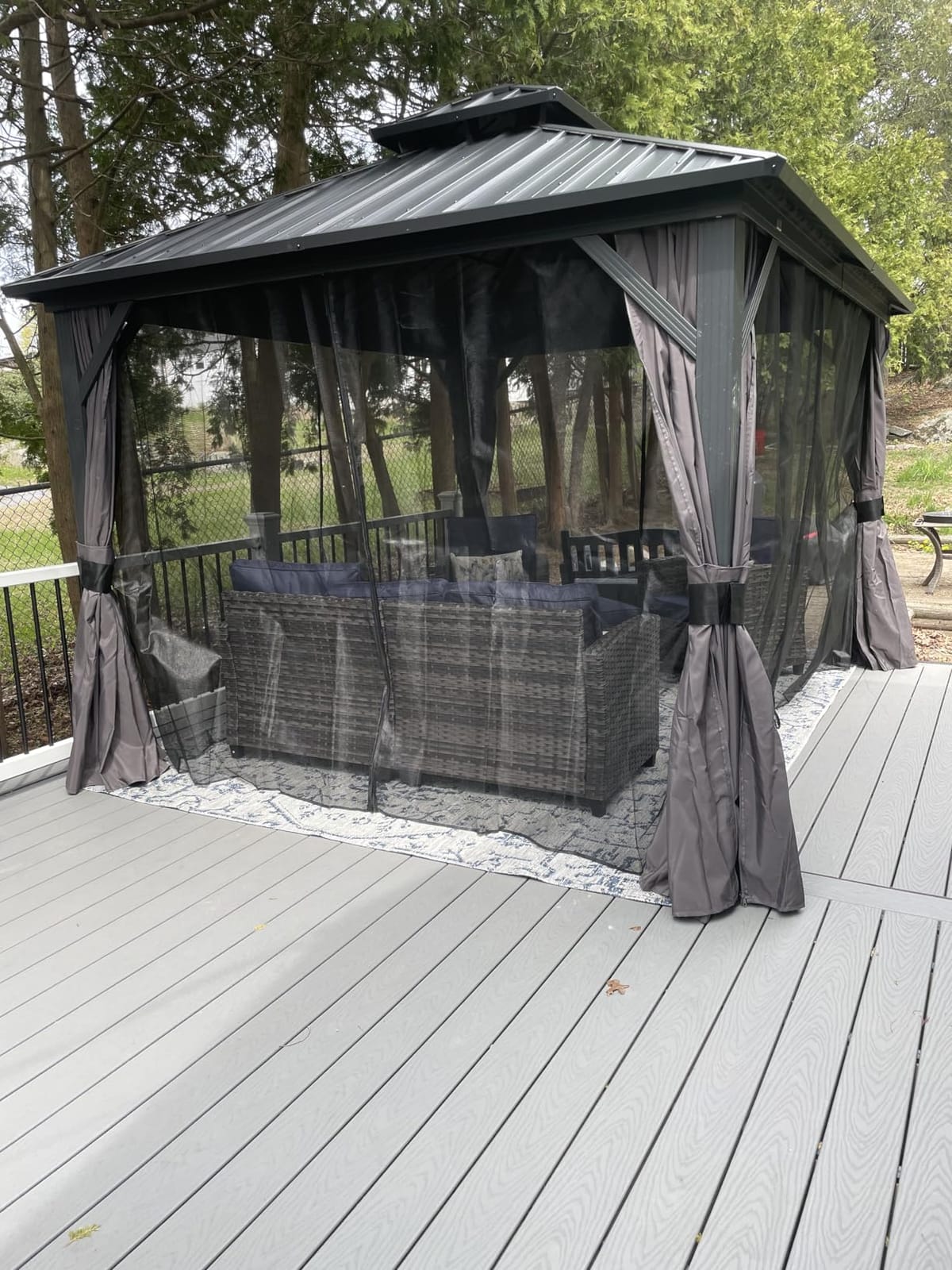 PURPLE LEAF Patio Hardtop Gazebo 10' x 16' Aluminum with Double Roof, Grey | Narrow Space Design, 3.9