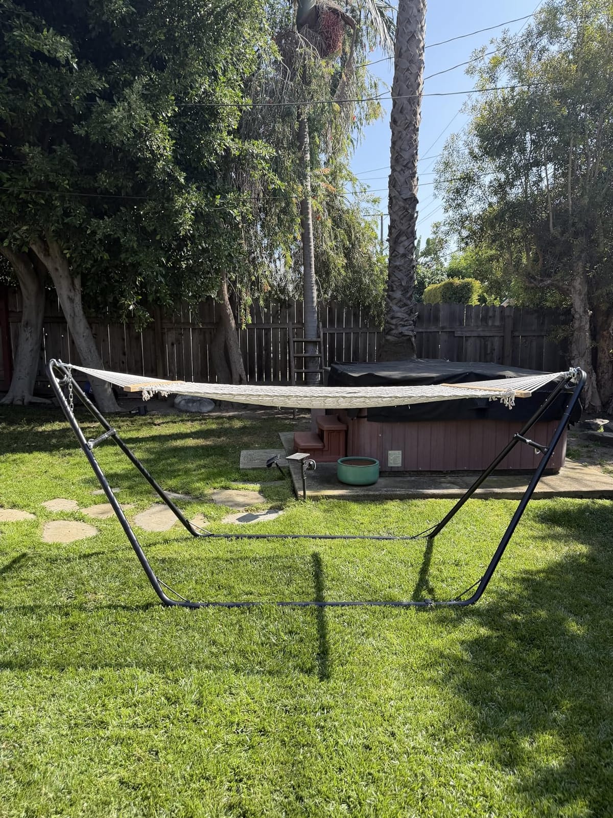 gafete Hammock Stand for Outside, Fits 9-14ft Hammock, 600 lbs Capacity | Universal, Tool-Free Setup, Heavy-Duty 2 Person Powder-Coated Steel Stand, Chains & S-Hooks Included, Multi-Use, Black customer photo 2