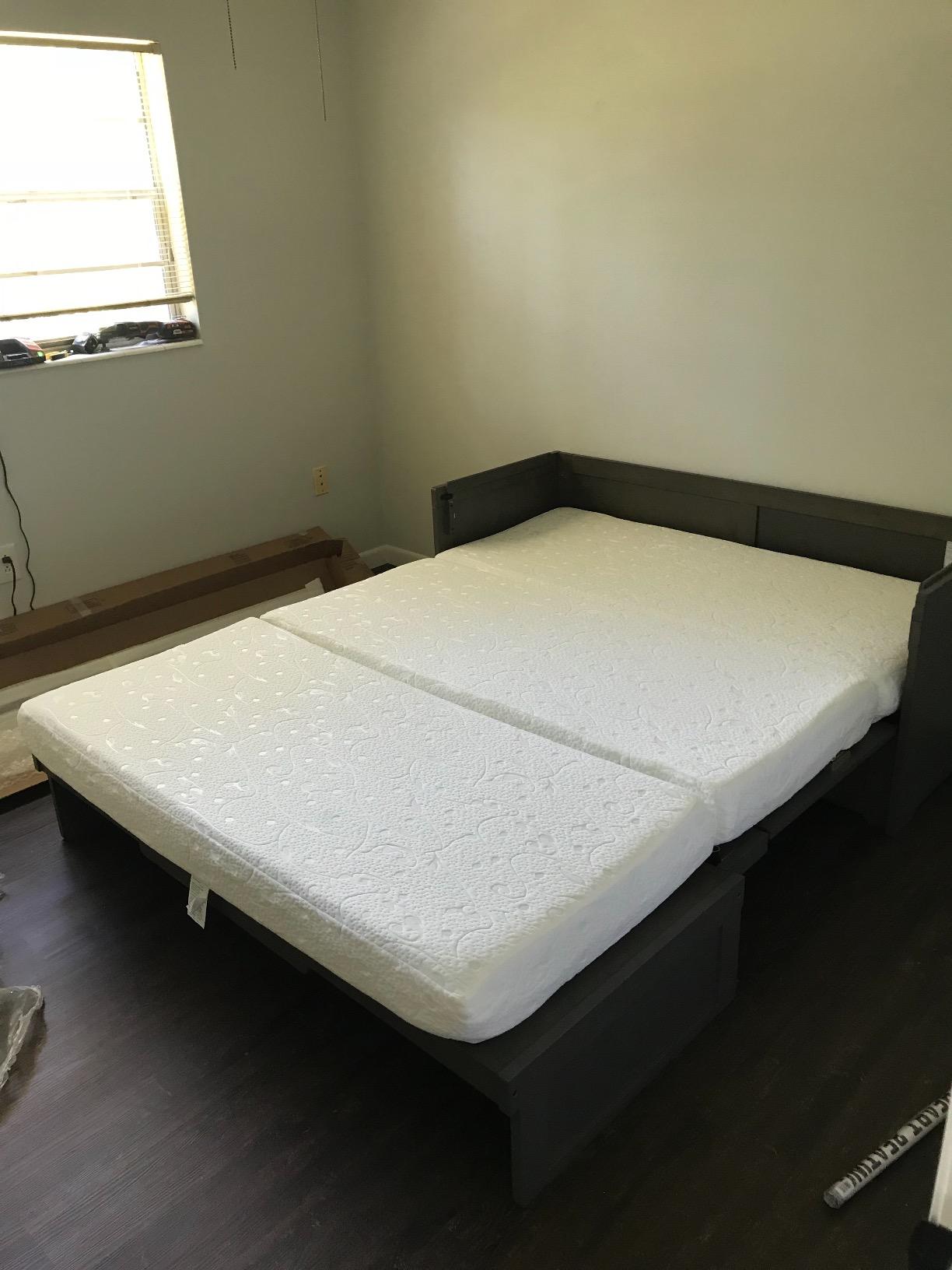 NIGHT & DAY Furniture Murphy Cube Cabinet Bed Queen - Solid Hardwood Fold-Out Space-Saving Portable Cabinet Bed with 6