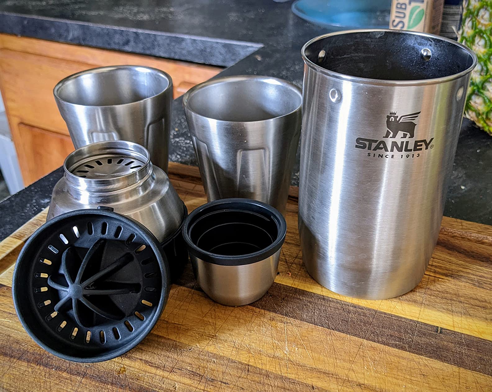 Stanley Happy Hour Cocktail Shaker Set 20 oz | Bartender Kit for Camping and Travel | Cocktail Drink Mixing Set with 2 Cups | Insulated Stainless Steel | BPA-Free | Hammertone Frost customer photo 1