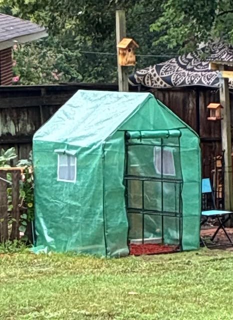 Ohuhu Plastic Greenhouse for Outdoors: Portable Walk in Plant Green House with Improved Transparent PVC Cover, 3 Tiers 12 Shelves Stands Small Greenhouses Backyard Green Houses for Outside Heavy Duty customer photo 1