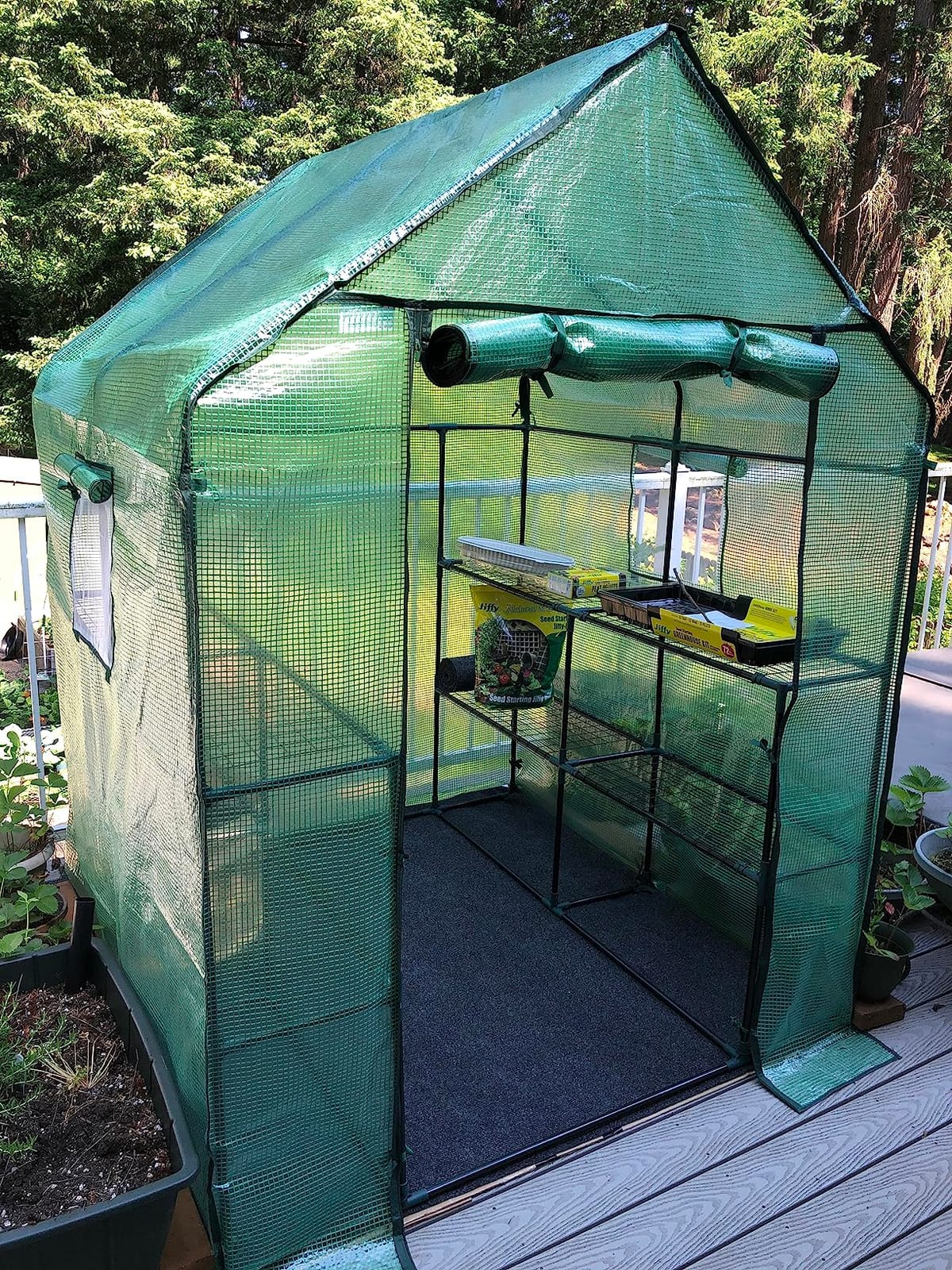 Ohuhu Plastic Greenhouse for Outdoors: Portable Walk in Plant Green House with Improved Transparent PVC Cover, 3 Tiers 12 Shelves Stands Small Greenhouses Backyard Green Houses for Outside Heavy Duty customer photo 2
