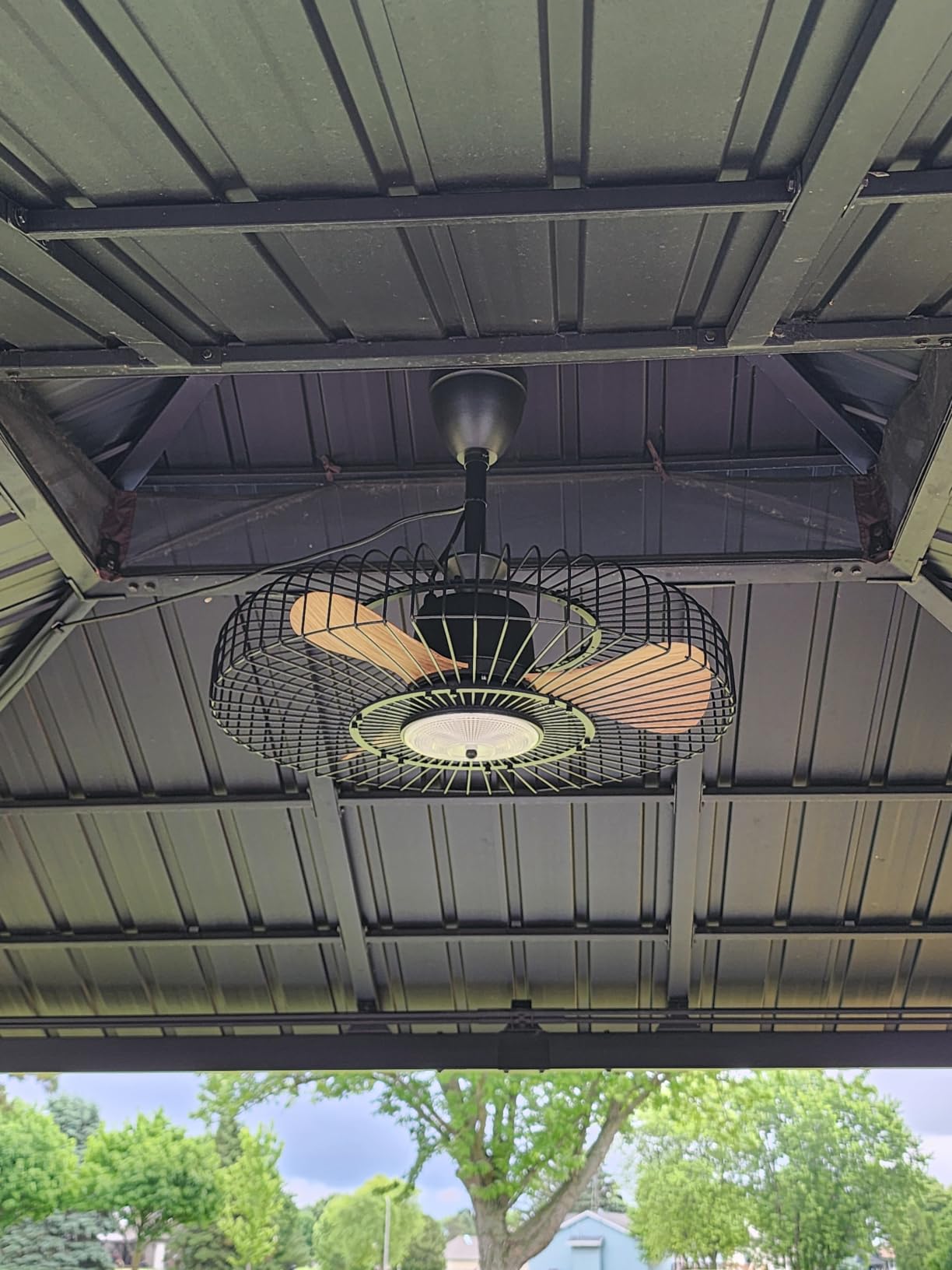 Orison Outdoor Ceiling Fans with Lights for Patio, 24-Inch Weatherproof Ceiling Fan, Gazebo Fan Remote & APP Control, 3CCT Dimmable, Caged Plug in Ceiling Fan customer photo 2