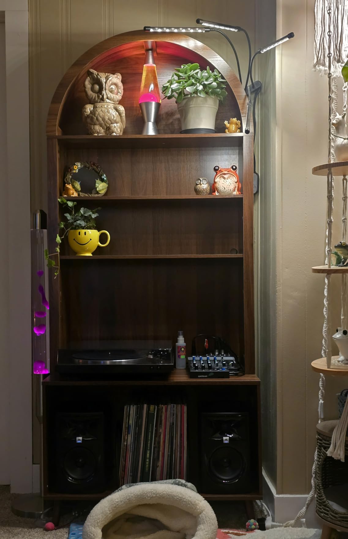 Arched Large Record Player Stand, Holds Up to 350+ Albums, 31.5
