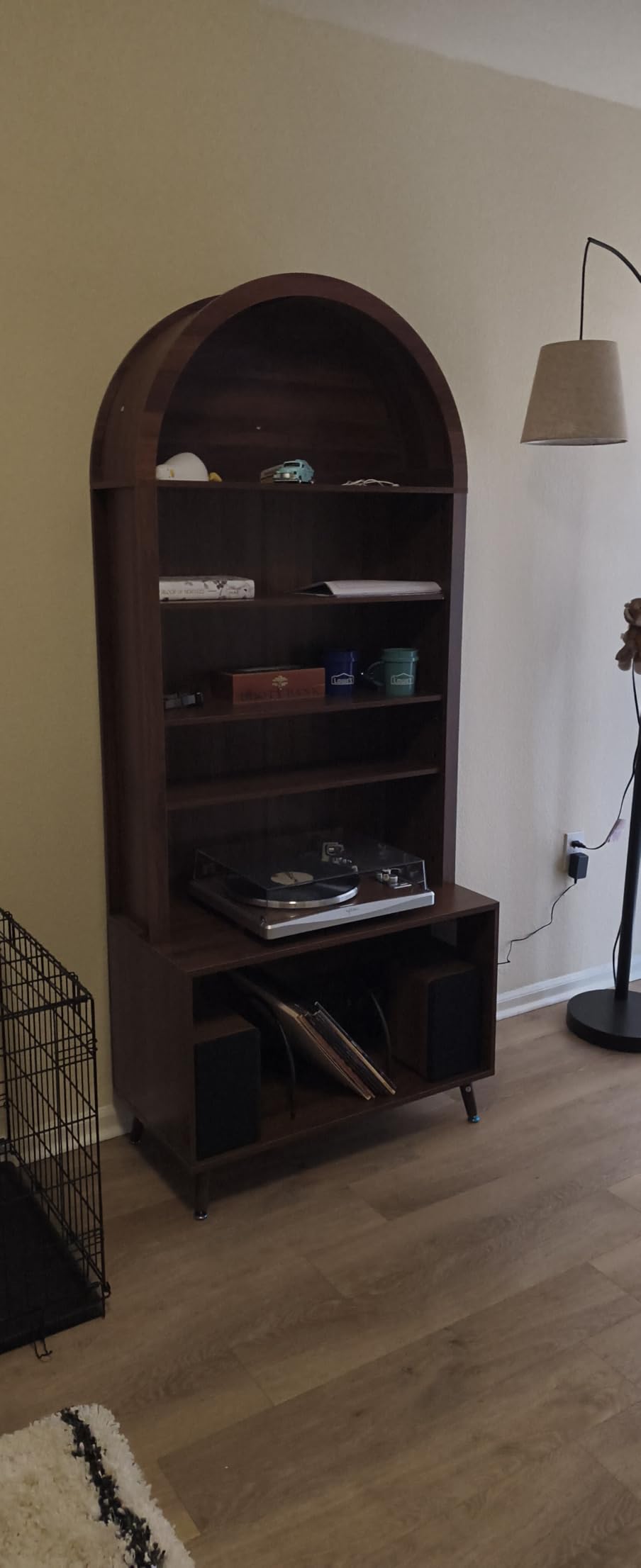 Arched Large Record Player Stand, Holds Up to 350+ Albums, 31.5