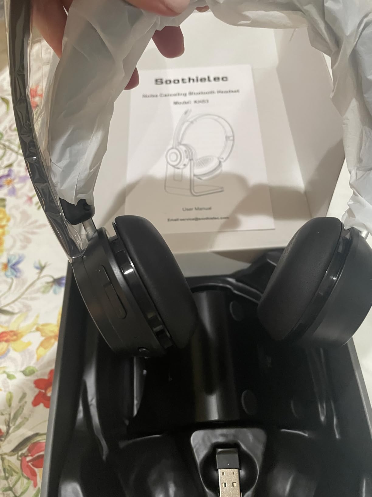 Wireless Headset with Mic for Work, Bluetooth Headset with Noise Cancelling | Headphones with Microphone Mute & USB Dongle for PC/Computer/Laptop/Cell Phones/Remote Work/Call Center (Black) customer photo 2