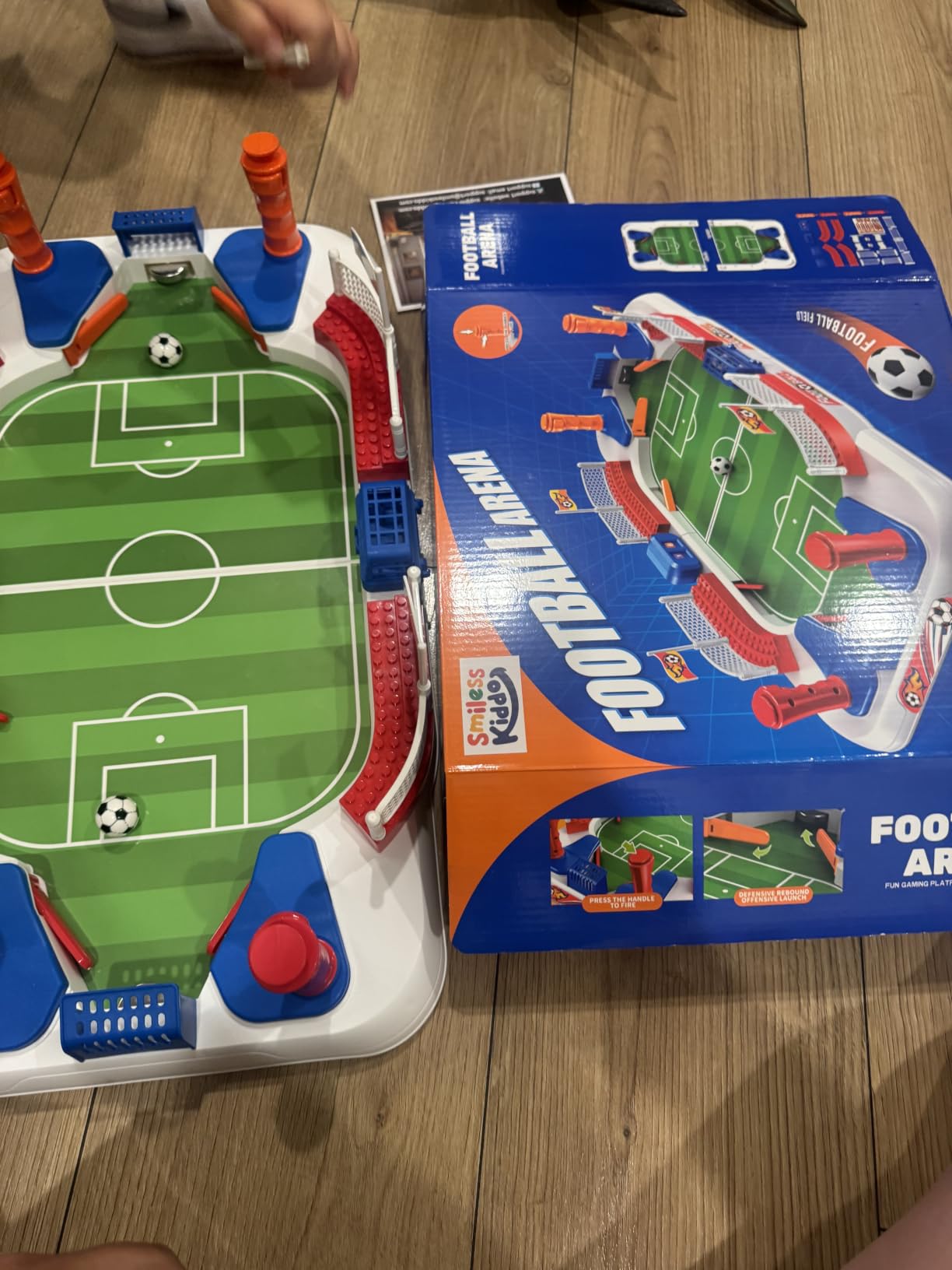 SMILESSKIDDO Mini Foosball Table Toy Age 4-12, Soccer Board Games for Kids | Including 4 mini Balls, Interactive Soccer Toy Indoor Home, Party Game for Football Lover, Birthday Gifts for Boys Girls customer photo 1