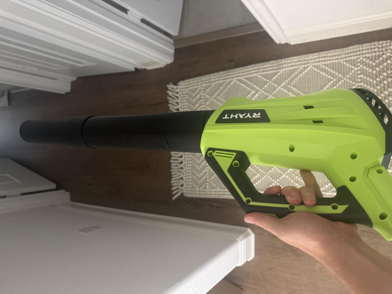 Leaf Blower Cordless, Leaf Blower with Battery and Charger - 2 Speed Modes, 2 Batteries, 20V Powerful Lightweight Electric Blowers for Blowing Leaves, Dust, Lawn Care, Patio Cleaning, Green customer photo 2