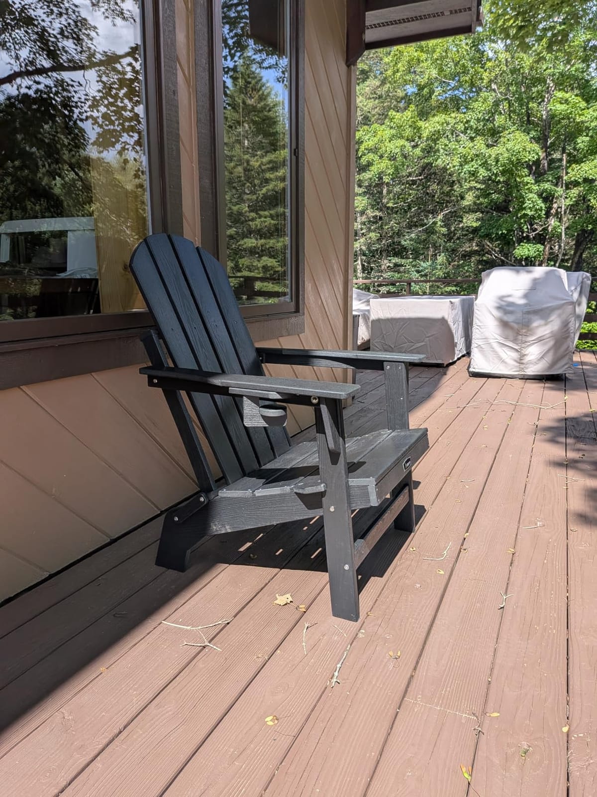 FUNBERRY Oversized Folding Adirondack Chair, Stable Fire Pit Chairs 400LBS | Wood-Grain, Stable Gun-Leg, HDPE All Weather, No Rot, UV Fade Shield, Cup Holder, Easy-Clean for Outside customer photo 2