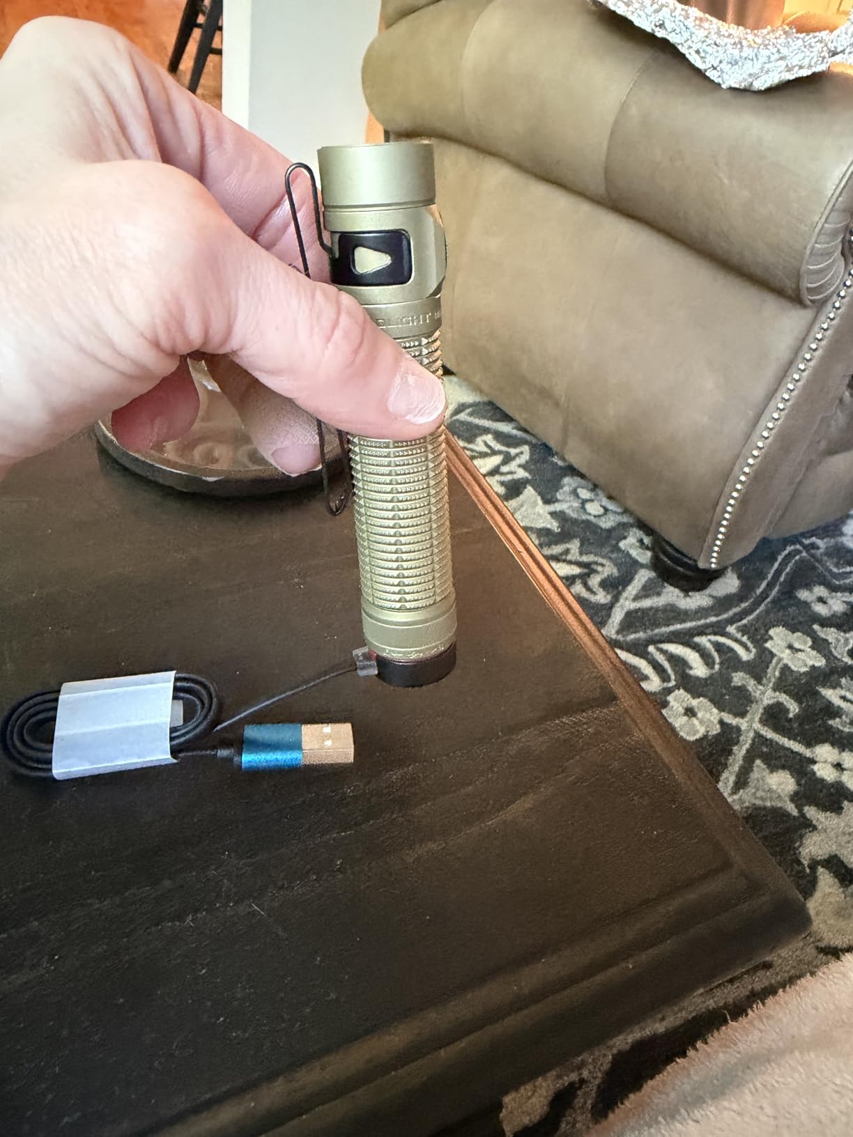 OLIGHT BatonUltra EDC Flashlight Rechargeable, 1800-Lumen 6 Modes Pocket Light with Pure White Light, USB C Bright LED Flashlights with Magnetic Tail Switch for Home Use, Camping, Outdoor(Olive Green) customer photo 2