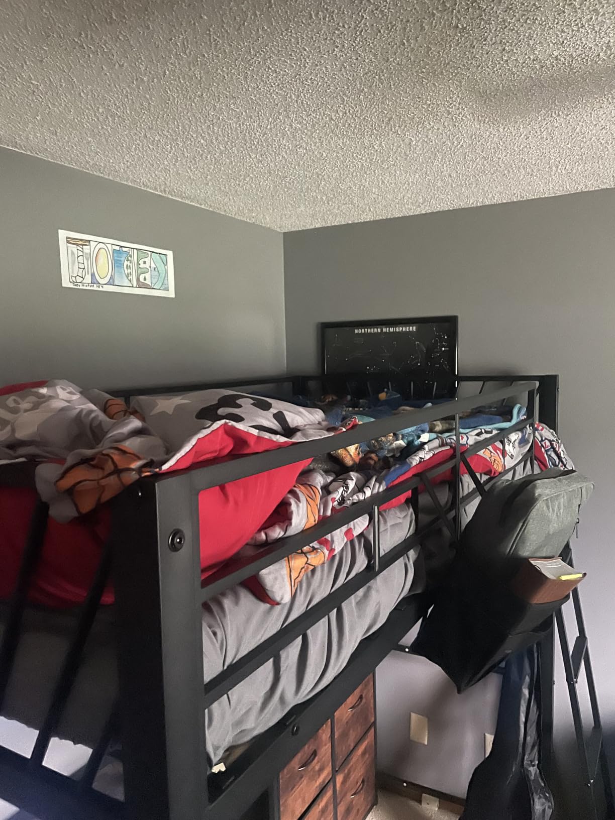 Decofy White Twin Loft Bed with Desk and 6 Storage Drawers, Metal Twin Size Loft Beds with Charging Station, RGB LED Lights, and Pegboard & Hanging Rod for Kids, Teenager (White) customer photo 2