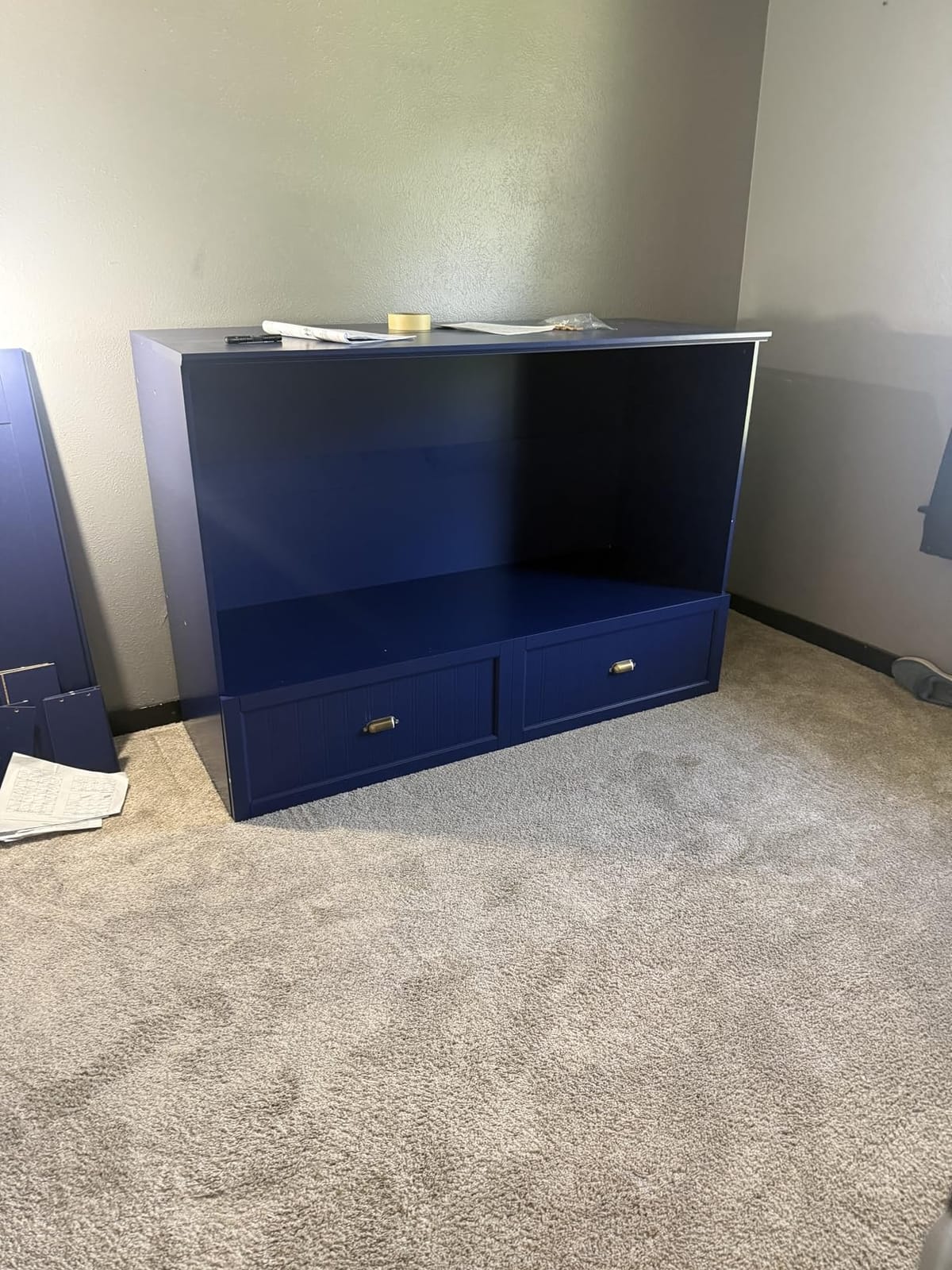 AMERLIFE Queen Size Murphy Bed with Bedside Tables & 3 Storage Drawers | Foldable Cabinet Bed with Charging Station, 3 Storage Shelves, Farmhouse Hideaway Bed, for Bedroom/Office/Guest Room, White customer photo 1