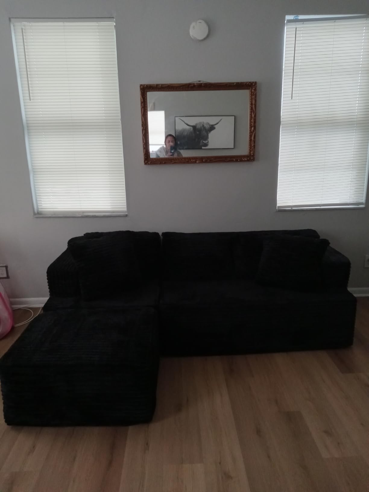 Korser Cloud Modular Sectional Sofa with L-Shaped, Boneless Couches for Living Room, Fluffy Comfy Corduroy Deep Seat with Ottoman, Bedroom, Apartment, No Assembly Required customer photo 2