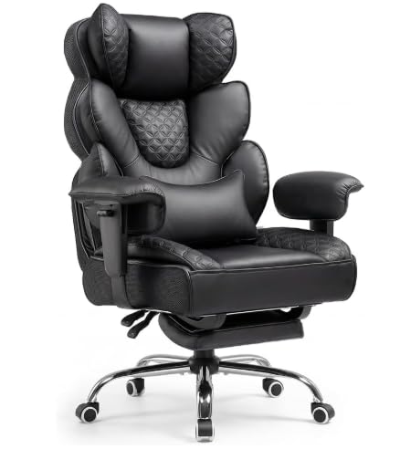COMHOMA Big and Tall Office Chair with Upgrade Footrest, Heavy Duty Gaming Chair High Back Executive Chair with Spring Lumbar Support for Lower Back Pain Relief, 150° Reclining Adjustable Armrests customer photo 2