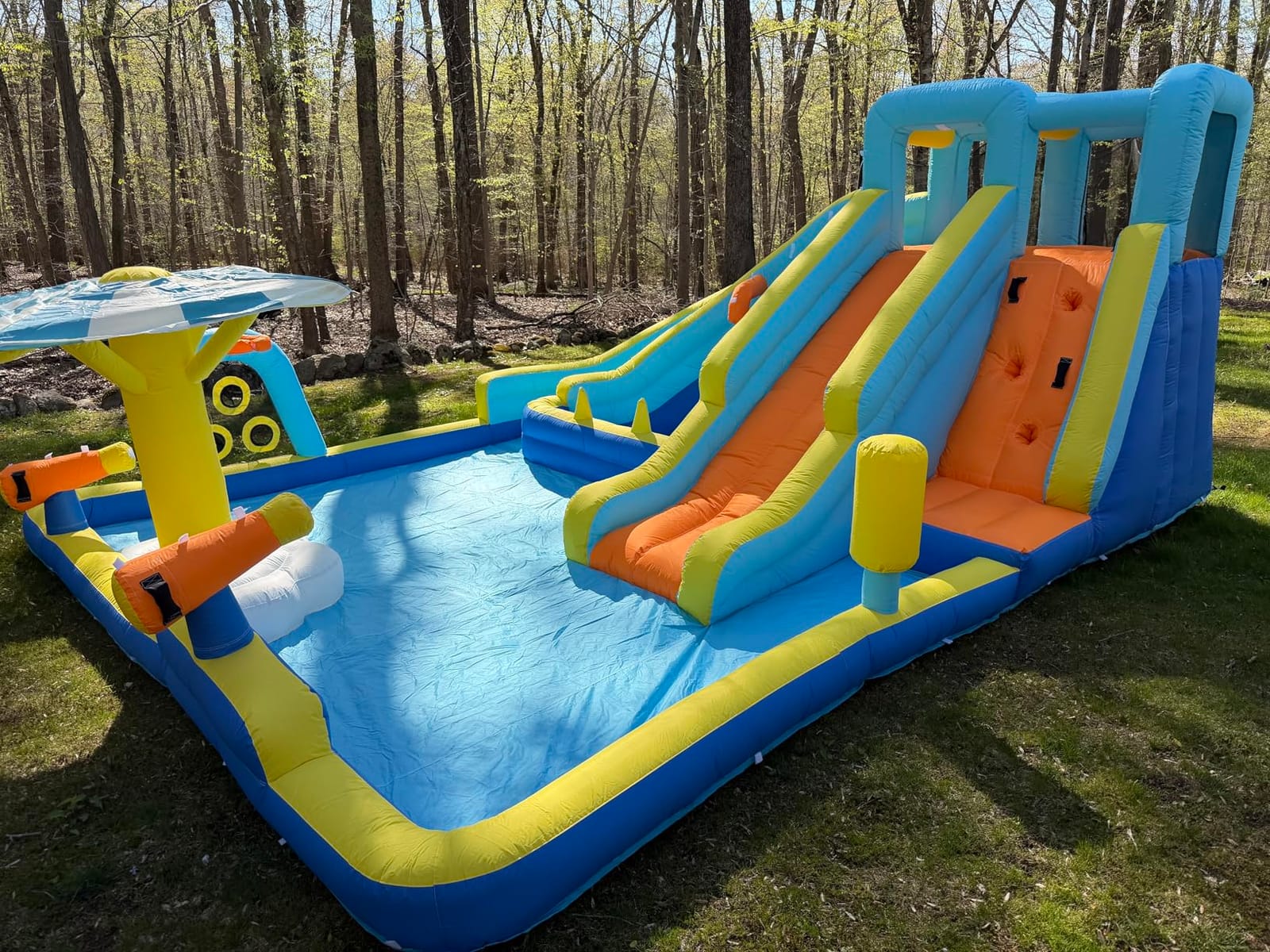 Inflatable Water Park for Kids, 16.4 ft × 14.1 ft Large Backyard Water Slides with Dual Slides, Dual Water Guns & Climbing Wall for Outdoor customer photo 2