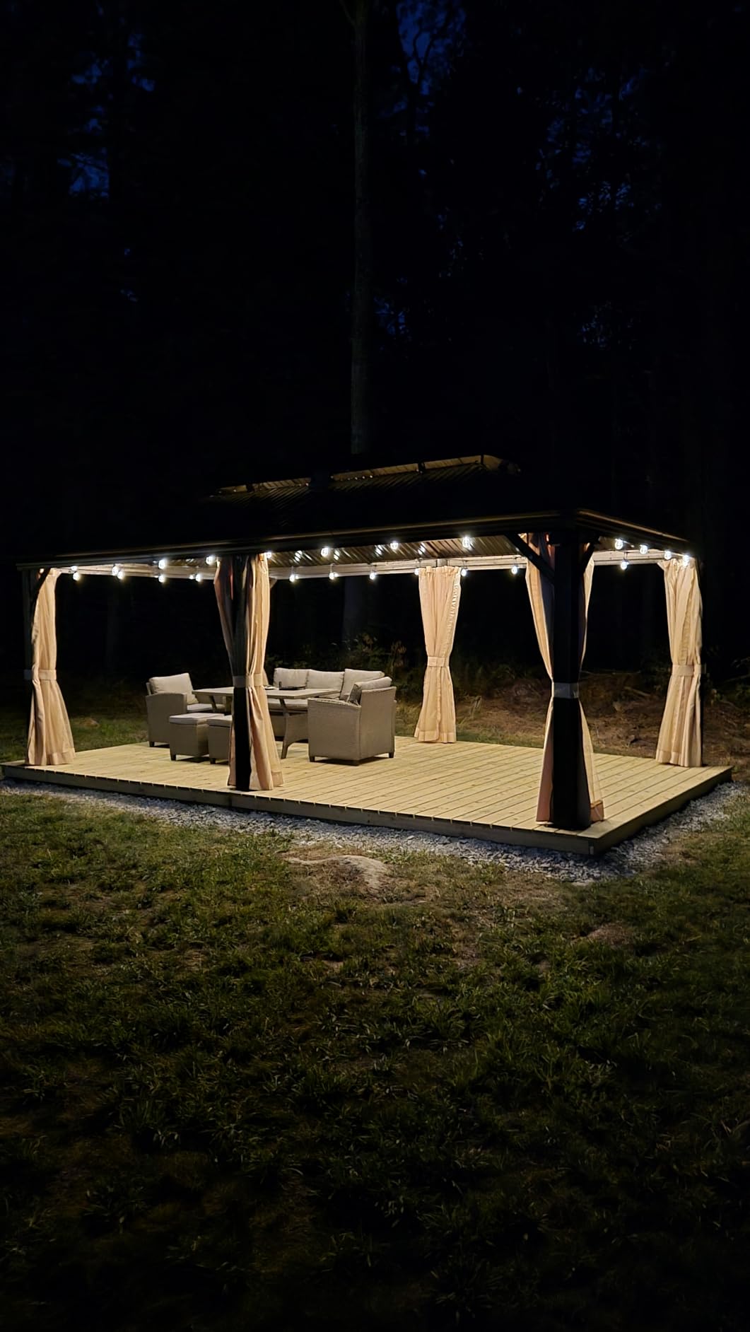 HOTEEL 10x12 Hardtop Gazebo on Clearance with Heavy Duty Galvanized Steel Metal roof, Aluminum Frame,Patio Hard top Gazebos with Curtains and Netting, Outdoor Permanent Pavillon for Backyard,Black customer photo 2
