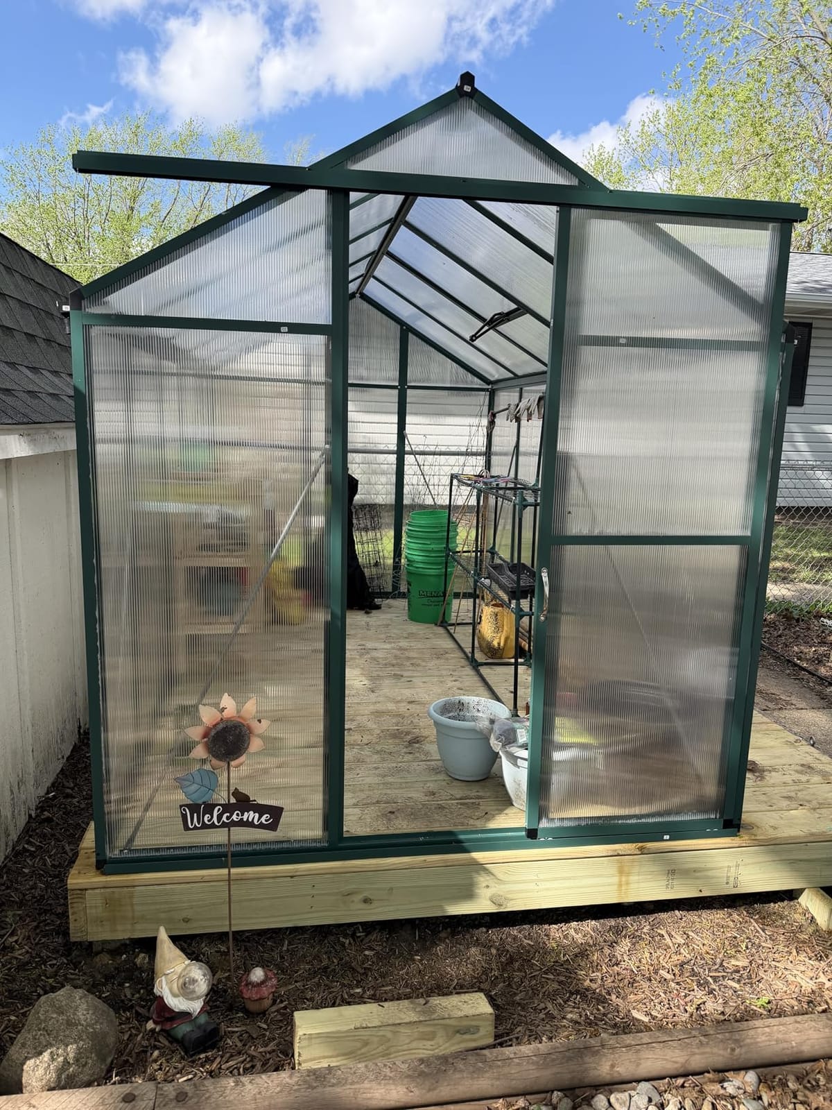 6x10 FT Greenhouse, Easy Assembly Aluminum Polycarbonate Greenhouses for Outdoors with Roof Vent, Large Aluminum Walk-in Greenhouse for Sunroom Patio, Backyard, Garden, Sliding Lockable Door, Black customer photo 2