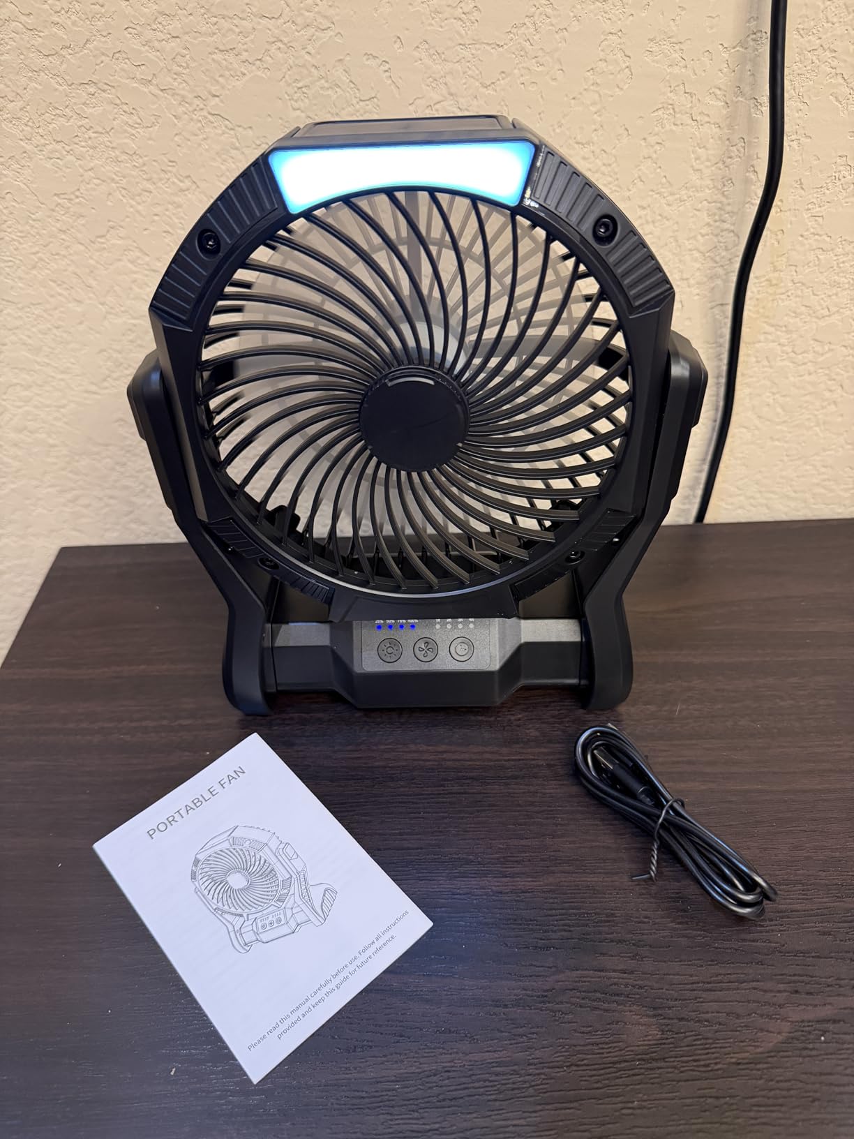 Portable Rechargeable Fan, 20000mAh Battery Powered Camping Fan with LED Light & Hook, 270° Adjustable, 4-Speed, 4H Timer Camping Essentials for Outdoor Tent Travel BBQ Car, Gifts for Men Dad customer photo 2