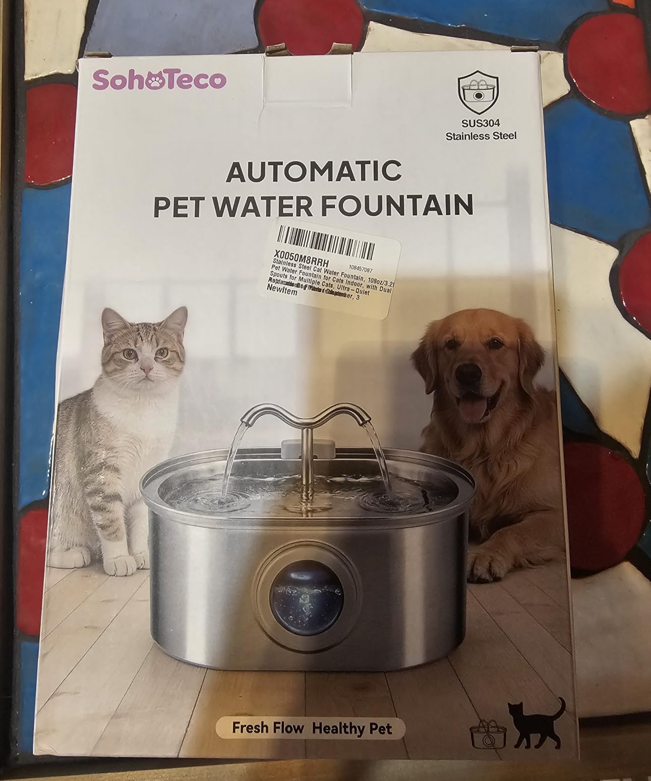 3.2L/108oz Stainless Steel Cat Water Fountain Pet Fountain, Automatic Pet Water Dispenser, Self-Designed Filtration System, Ultra-Quiet Pump, Easy Cleaning & Maintenance (3 Filters) customer photo 1
