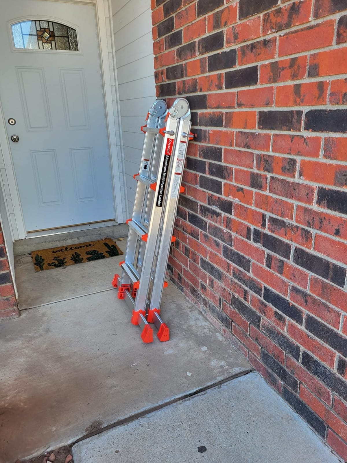 Soctone Ladder, A Frame Extension Ladder, 17.7 Ft Multi Position Ladder | 330 lbs Weight Rating Telescoping Ladder for Household or Outdoor Work, Multi Position with Stabilizer Bar, Orange customer photo 1