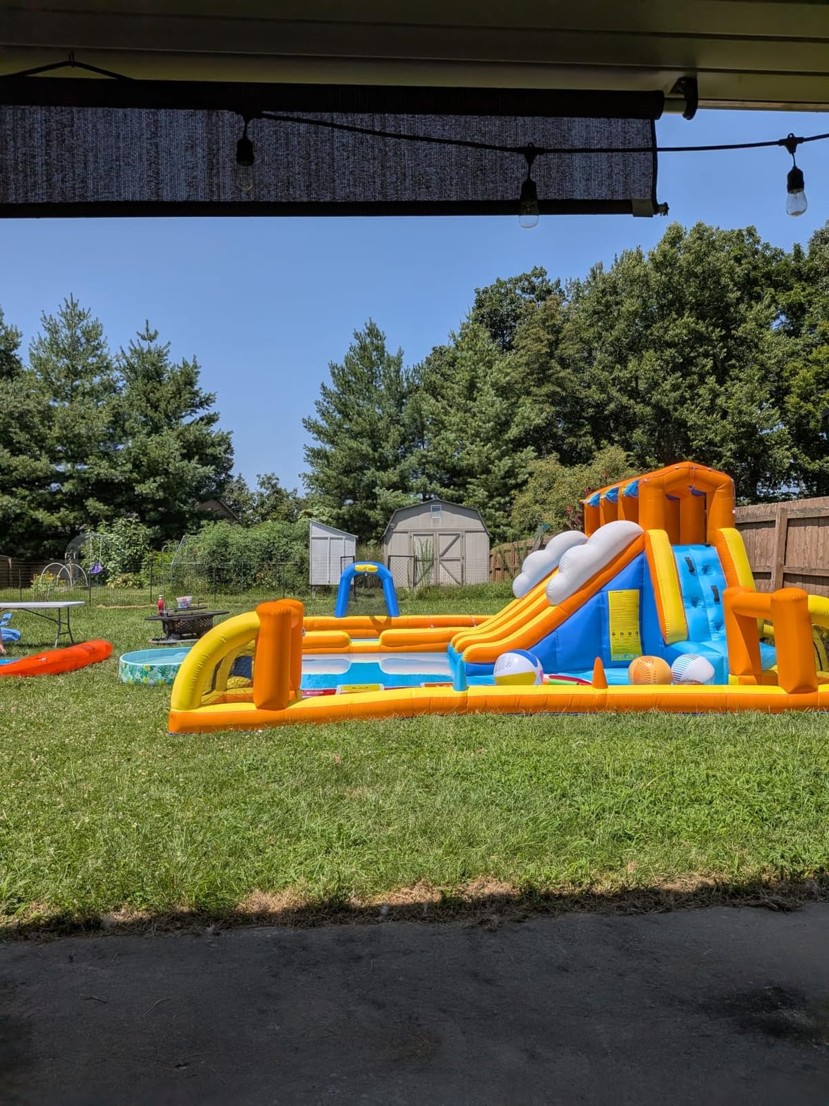 ELEMARA Inflatable Water Slide for Big Kids, 20.66x16.4FT w/Large Double-Layer Pool, Bounce House for Kids Backyard w/3 Extra-Long Slides, Climbing Wall, 2 Water Cannons,Water Spraying,750W Air Blower customer photo 1