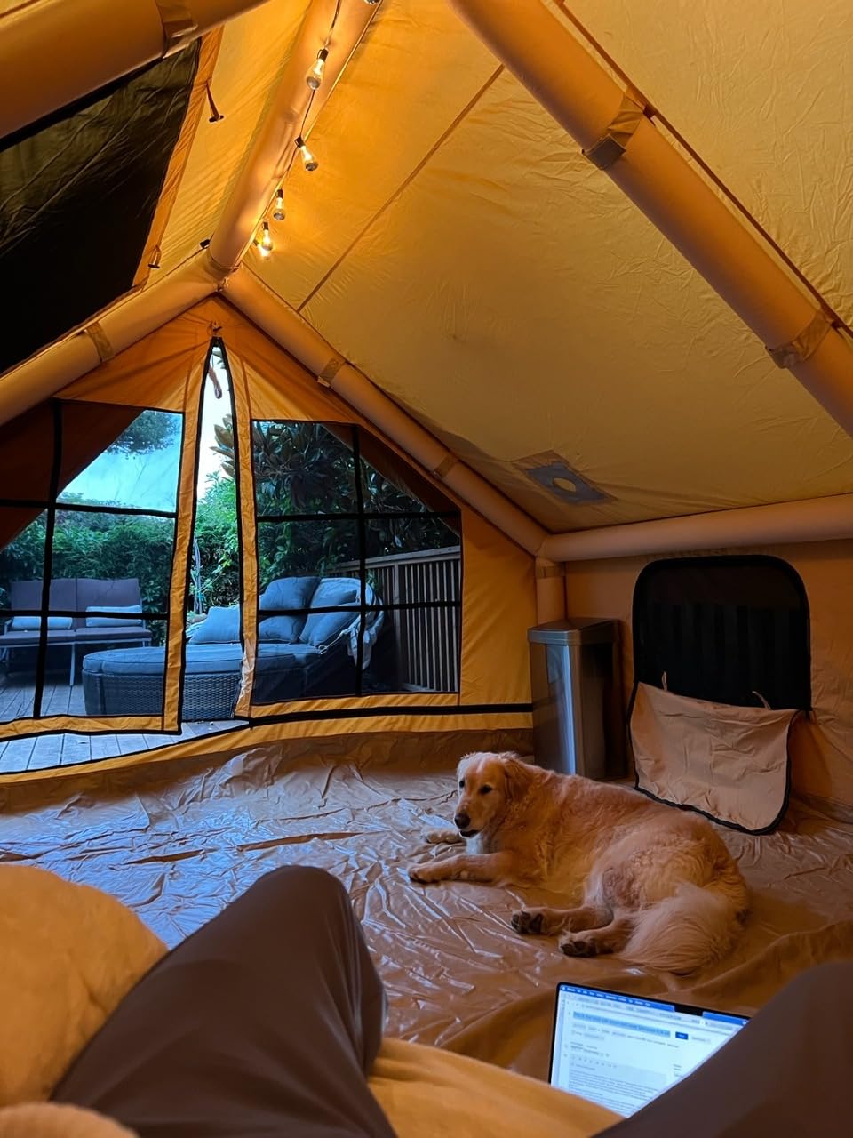RBM Outdoors Panda Canvas Inflatable Tents for Camping with Stove Jack customer photo 1