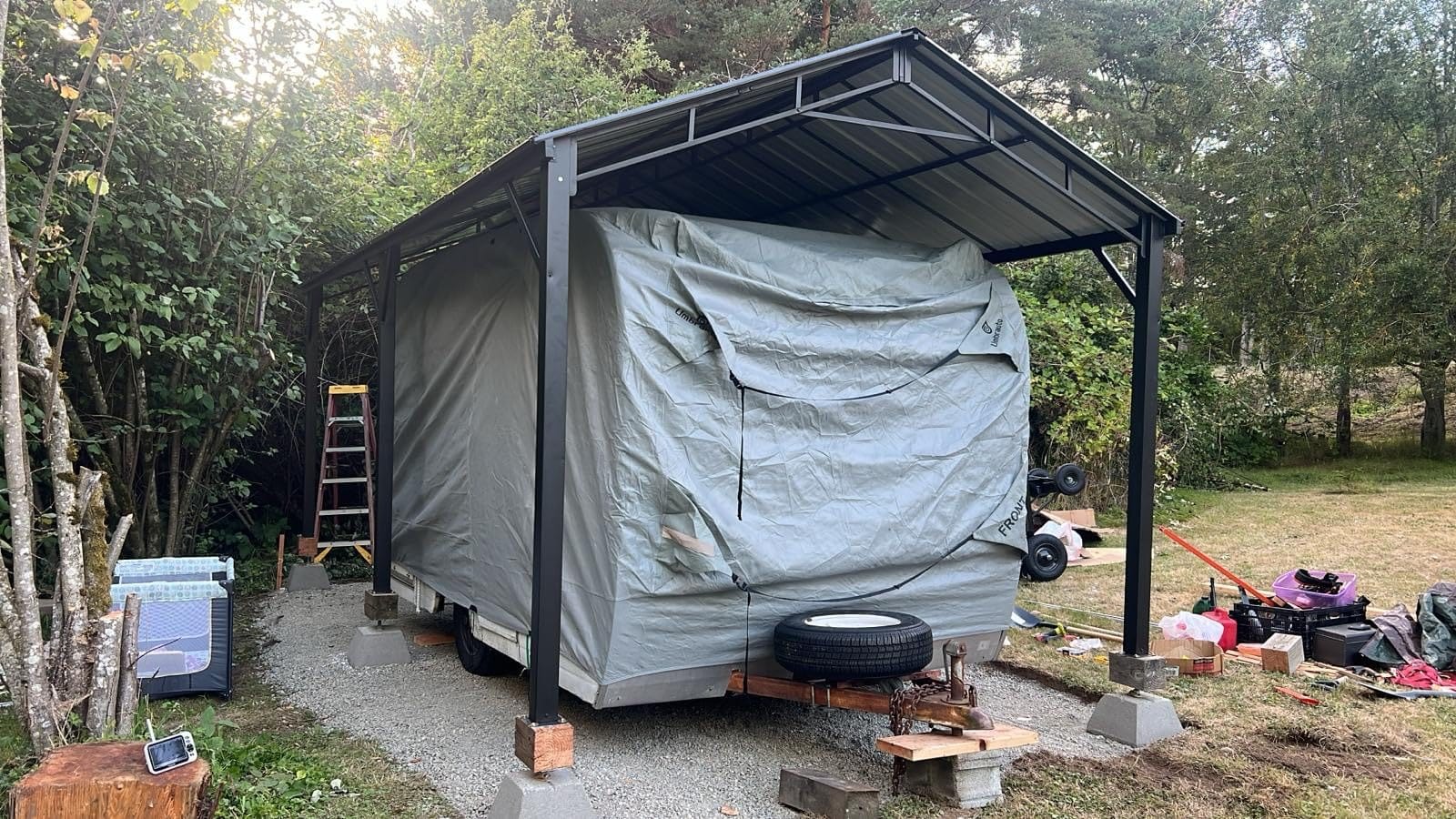 Umbrauto RV Cover 27-30ft: 9 Layers Travel Trailer Cover, Waterproof Camper Cover, Toy Hauler Cover with Tongue Jack Cover, Extra Windproof Ropes, Gutter Covers customer photo 2