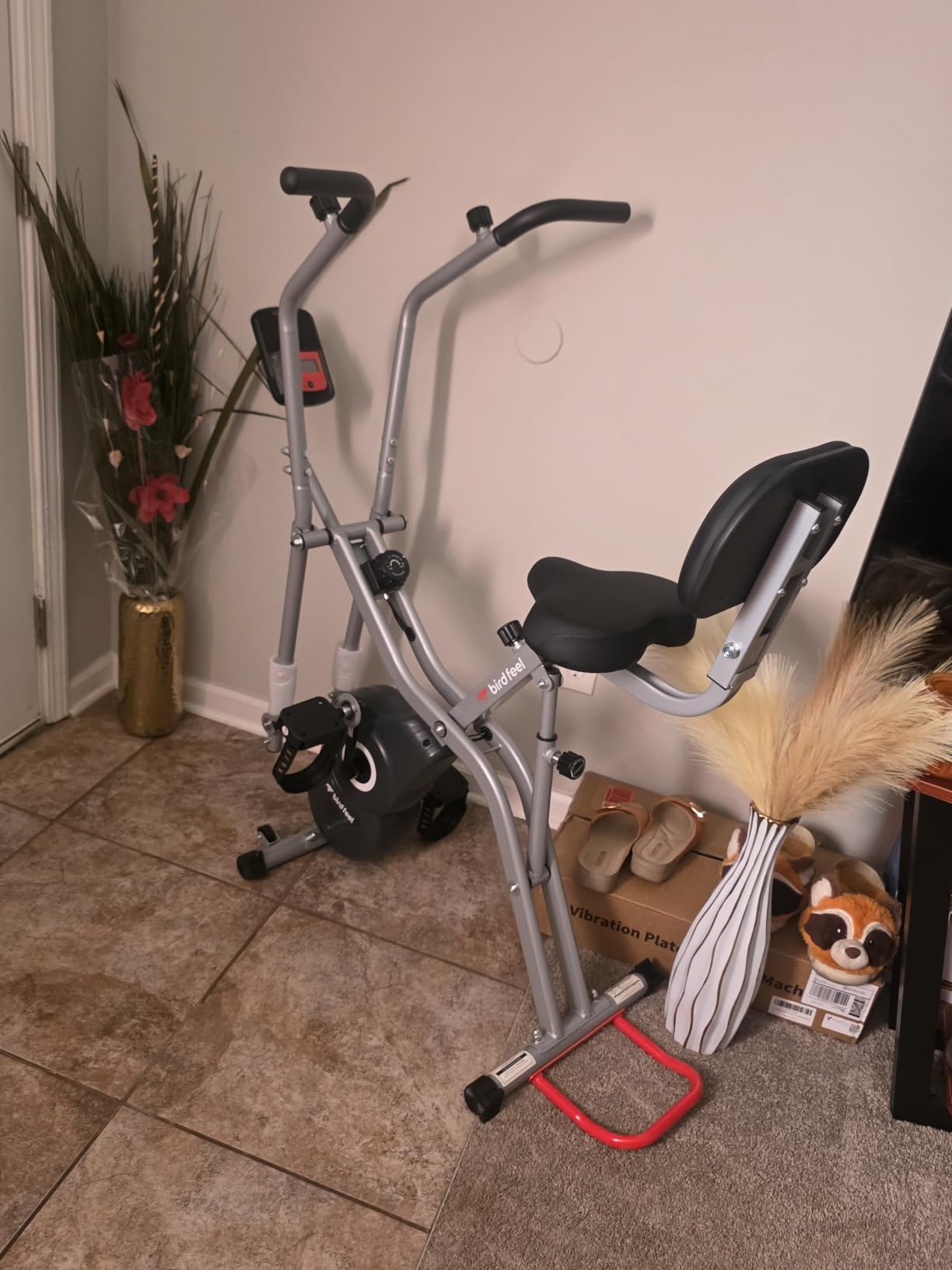 Foldable Elliptical Exercise Bike, 8-Level Magnetic Stationary Bike Home | Quiet Indoor Fitness Bike with Moving Arm Handles & Adjustable Seat, 300LBS Capacity for Cardio and Rehab Training customer photo 1