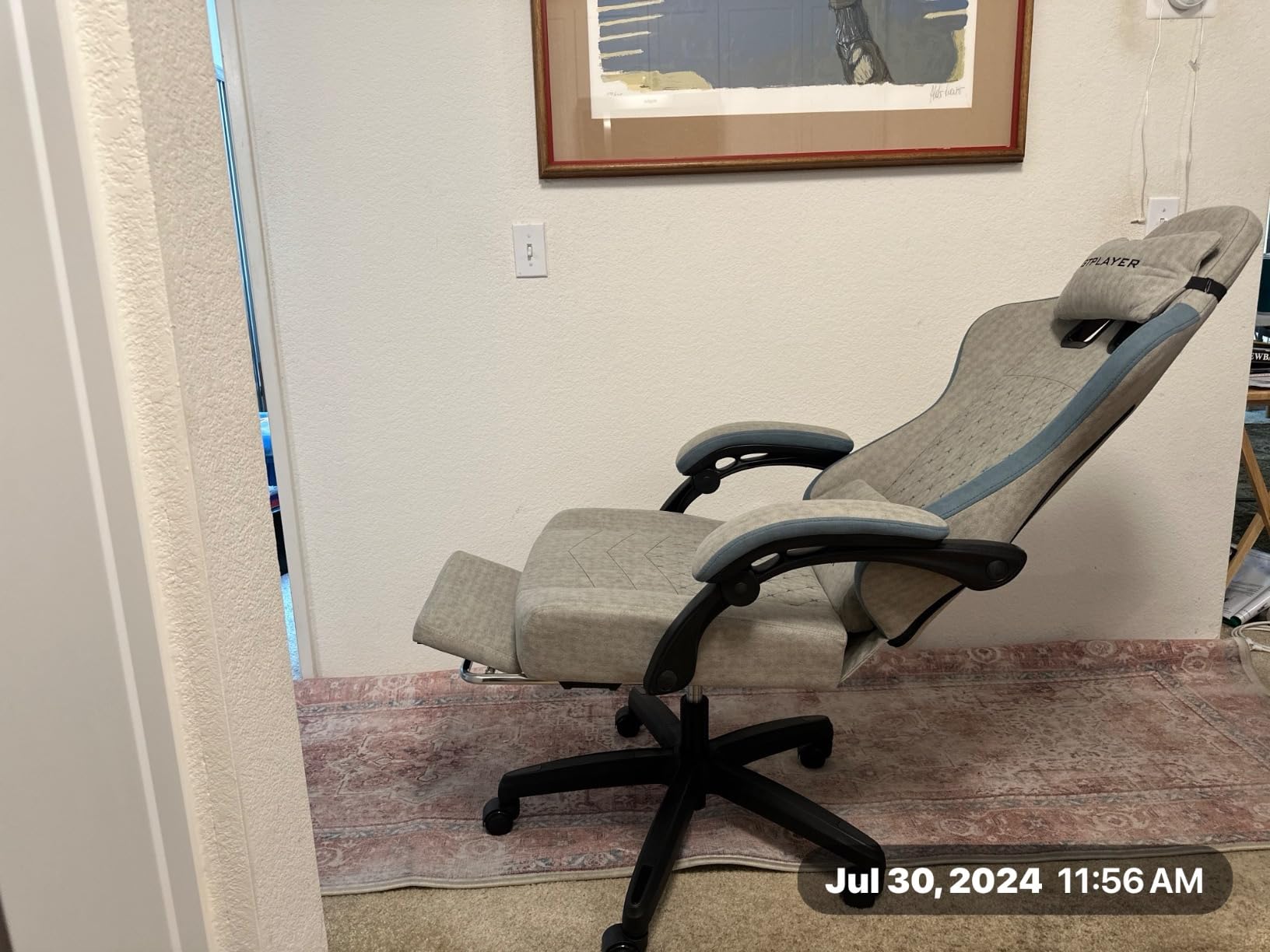 GTPLAYER Gaming Chair for Adults, Ergonomic High Back Chair with Footrest | Big & Tall Computer Video Gaming Chair, Comfort Wide Seat with Lumbar Support for Big/Tall, Office/Home, Linen, Bright Grey customer photo 2