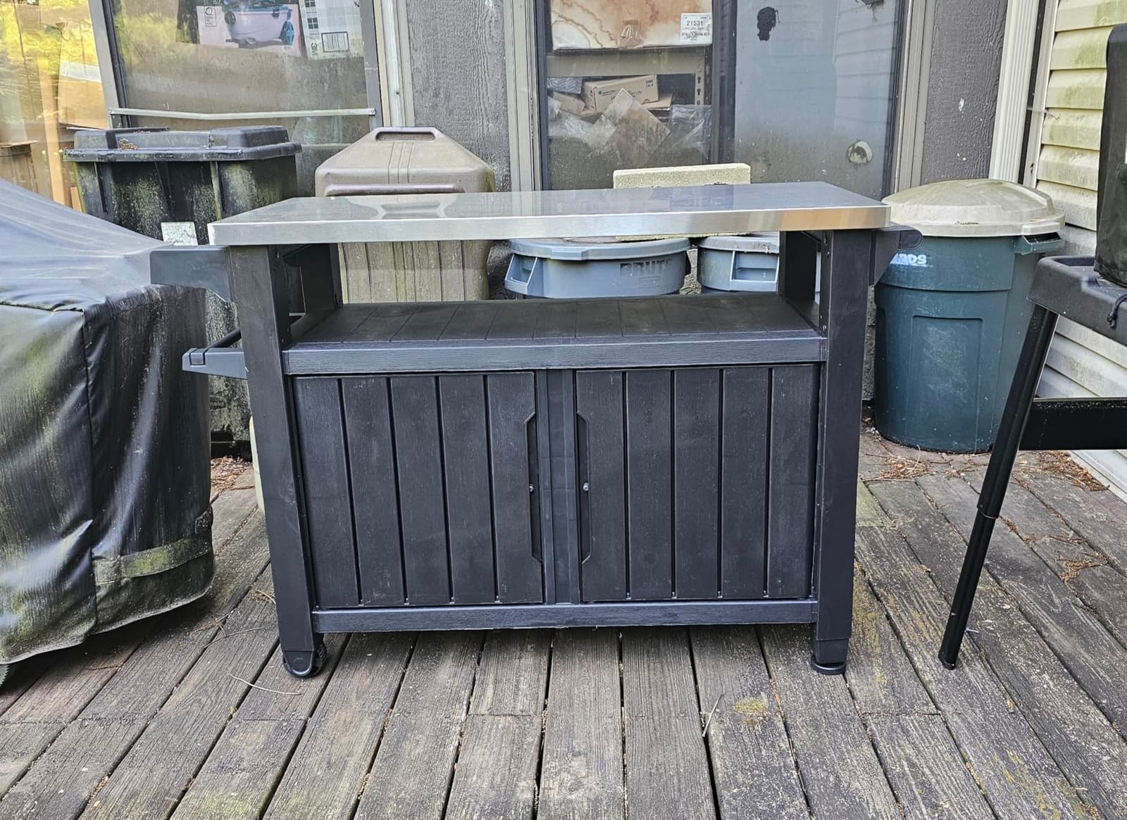 Unity XL Outdoor Entertainment Cart with Wood-Look Finish, 78-Gallon Patio Storage Cabinet, Food Prep Station, Stainless-Steel Top for BBQ, Grill, Patio, Deck & Backyard, Ashwood customer photo 1