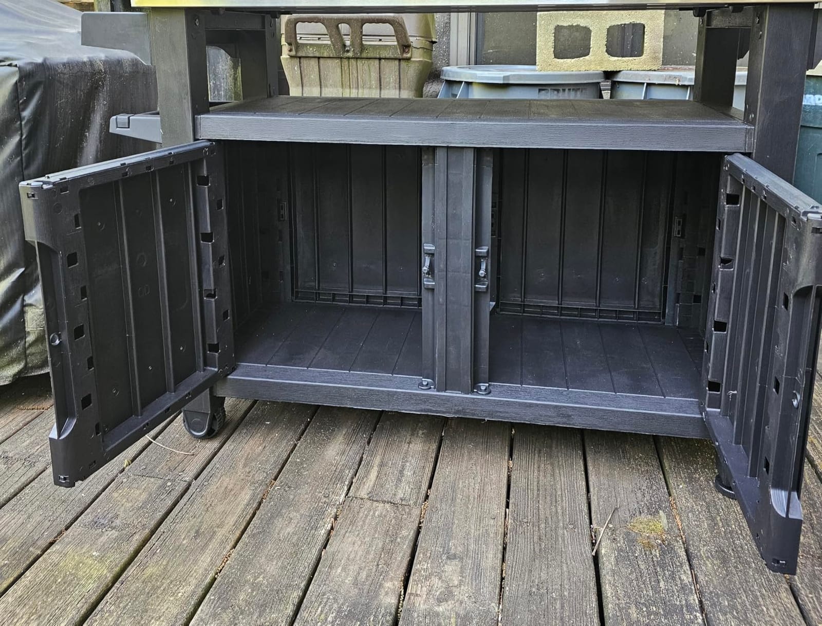 Unity XL Outdoor Entertainment Cart with Wood-Look Finish, 78-Gallon Patio Storage Cabinet, Food Prep Station, Stainless-Steel Top for BBQ, Grill, Patio, Deck & Backyard, Ashwood customer photo 2