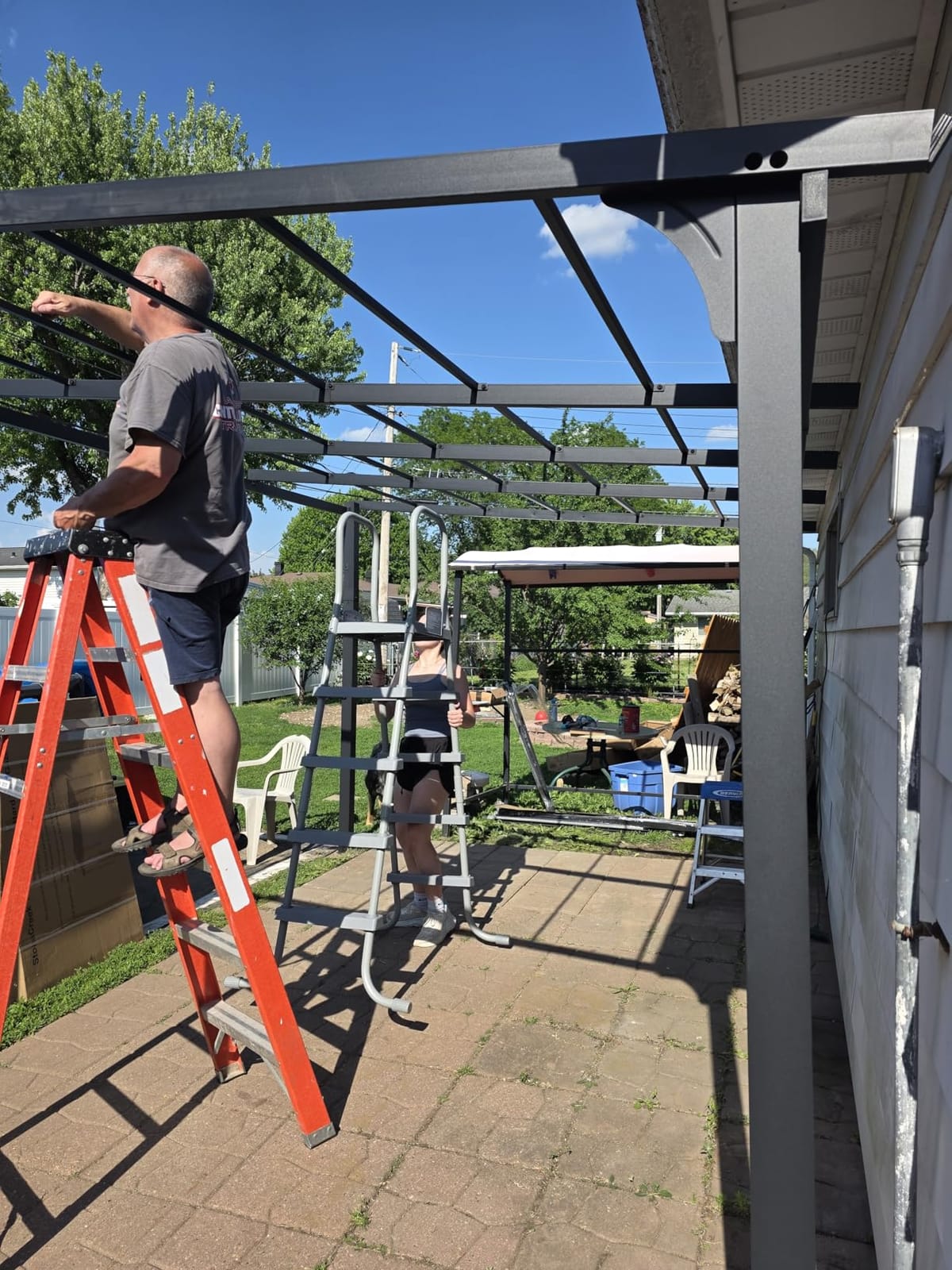 Covered Outdoor StoneCreek 10'x10' Lean to Gazebo, Wall Mounted Gazebo with Galvanized Steel Sloped Roof & Drainage Gutter, Heavy Duty Outdoor Pergolas for Patios, Backyard, Deck customer photo 1