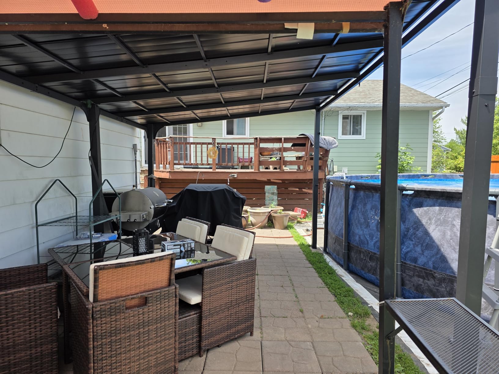Covered Outdoor StoneCreek 10'x10' Lean to Gazebo, Wall Mounted Gazebo with Galvanized Steel Sloped Roof & Drainage Gutter, Heavy Duty Outdoor Pergolas for Patios, Backyard, Deck customer photo 2