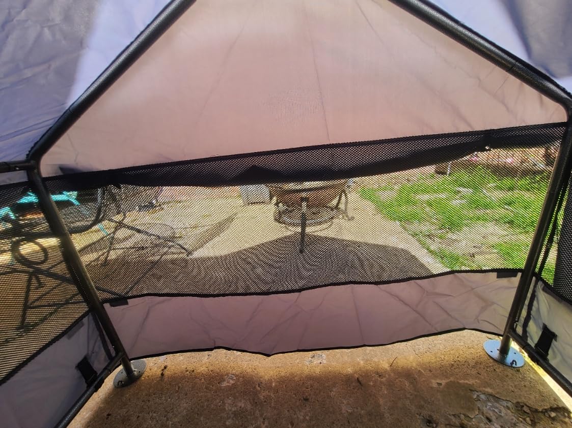 Extra Large Dog House Outside, Dog Tent Outdoor, Big Dog Shade Shelter Doghouse Canopy with Three-Sided Breathable Mesh Windows, Gray Sun Rain Cover for Pet customer photo 1