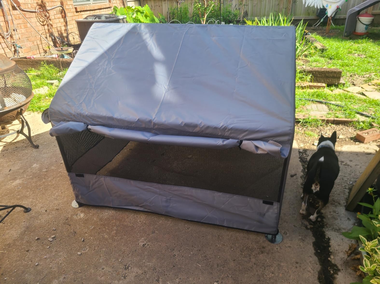 Extra Large Dog House Outside, Dog Tent Outdoor, Big Dog Shade Shelter Doghouse Canopy with Three-Sided Breathable Mesh Windows, Gray Sun Rain Cover for Pet customer photo 2