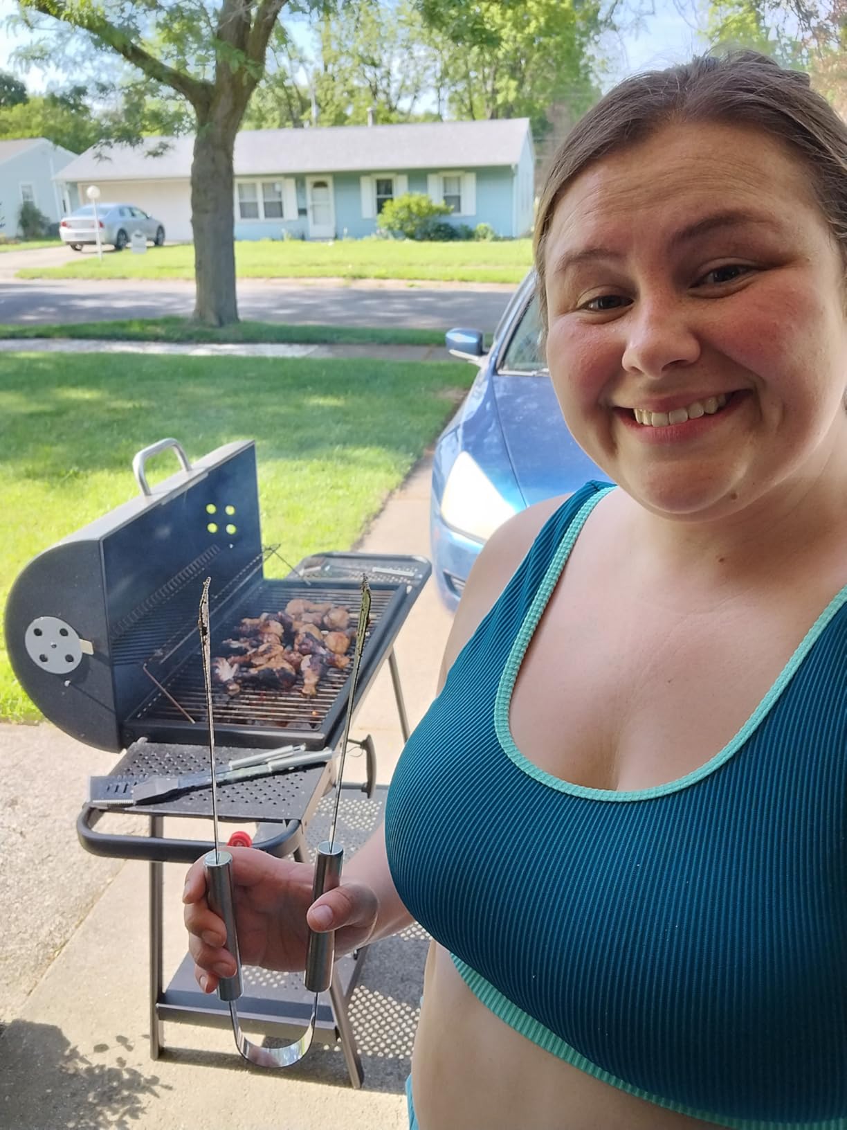 Realcook Charcoal Grill with Offset Smoker: Spacious Barrel Charcoal Grills | with 800 Sq. In. Cooking Space - BBQ Offset Smoker Combo for Backyard Parties Weekend Barbecues Gatherings customer photo 1