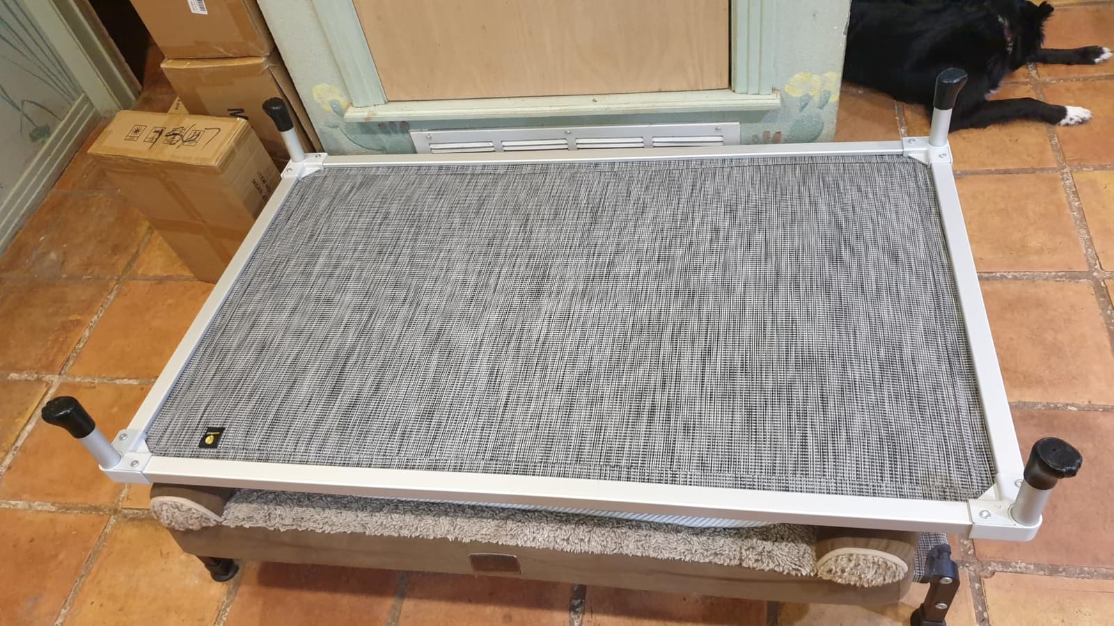 Veehoo Chew Proof Elevated Dog Bed, Silver Aluminum Dog Cot, Pre-Assembled | Cooling Raised Dog Bed for Large Dogs, Indestructible Dog Bed for Crate, Breathable, Non-Slip Feet, Indoor Outdoor customer photo 1