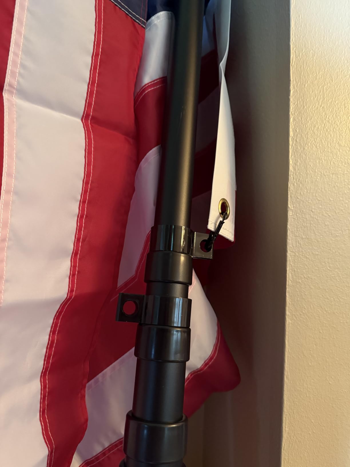 20FT Telescoping Flag Pole for Outside House - Heavy Duty 11-Gauge Aluminum | 210D Embroidered Flag | 120MPH Wind Tested | Anti-Tangle Aluminum Ring | Solar Light Auto On/Off | Rustproof | Easy Adjust customer photo 1
