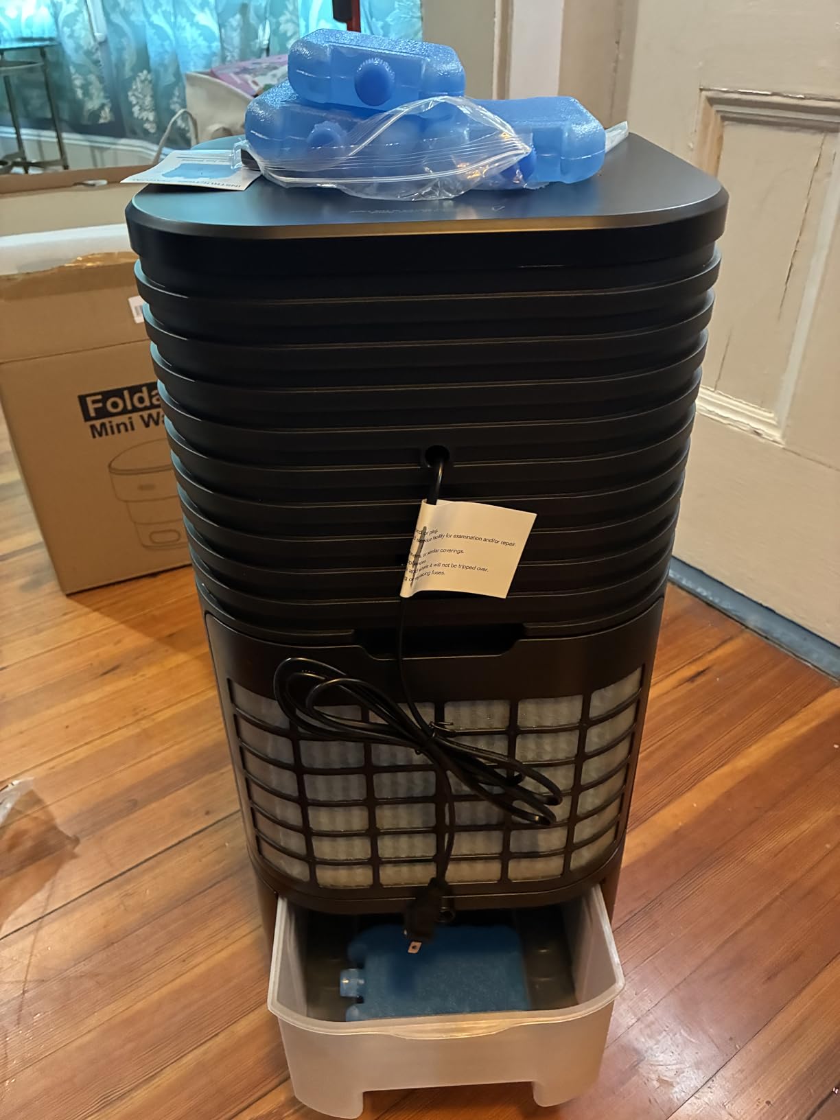 Evaporative Air Cooler, 2100 CFM Windowless Air Conditioner Portable for Room, 3 Speed Swamp Cooler, 4 Ice Packs, 8 Gallon Cooling Fan & 4Scroll Casters, Evaporative Cooler for Garage Outdoor customer photo 1