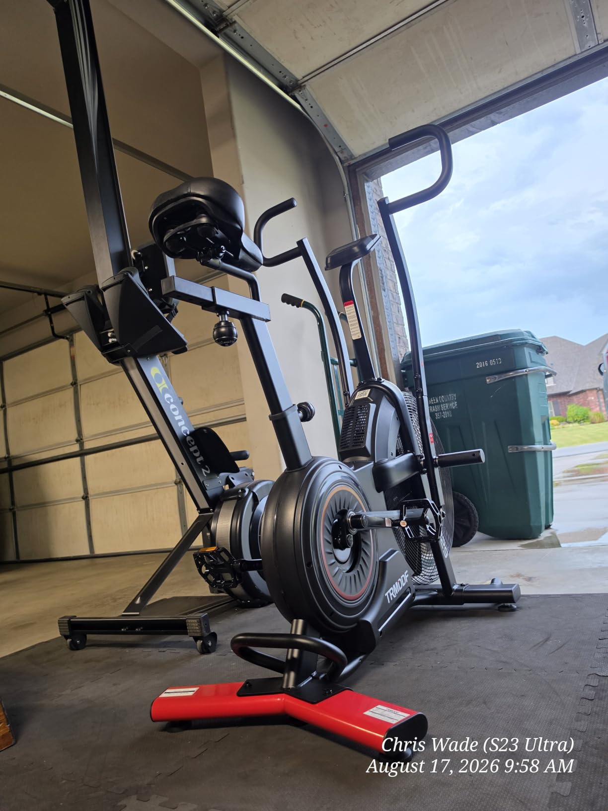 Air Resistance Fan Exercise Bike, Upright Stationary Indoor Cycling Bike with Bluetooth Connection, Dual Action Handlebars and Dual-Layer Transmission System for Home Gym Cardio Training customer photo 1