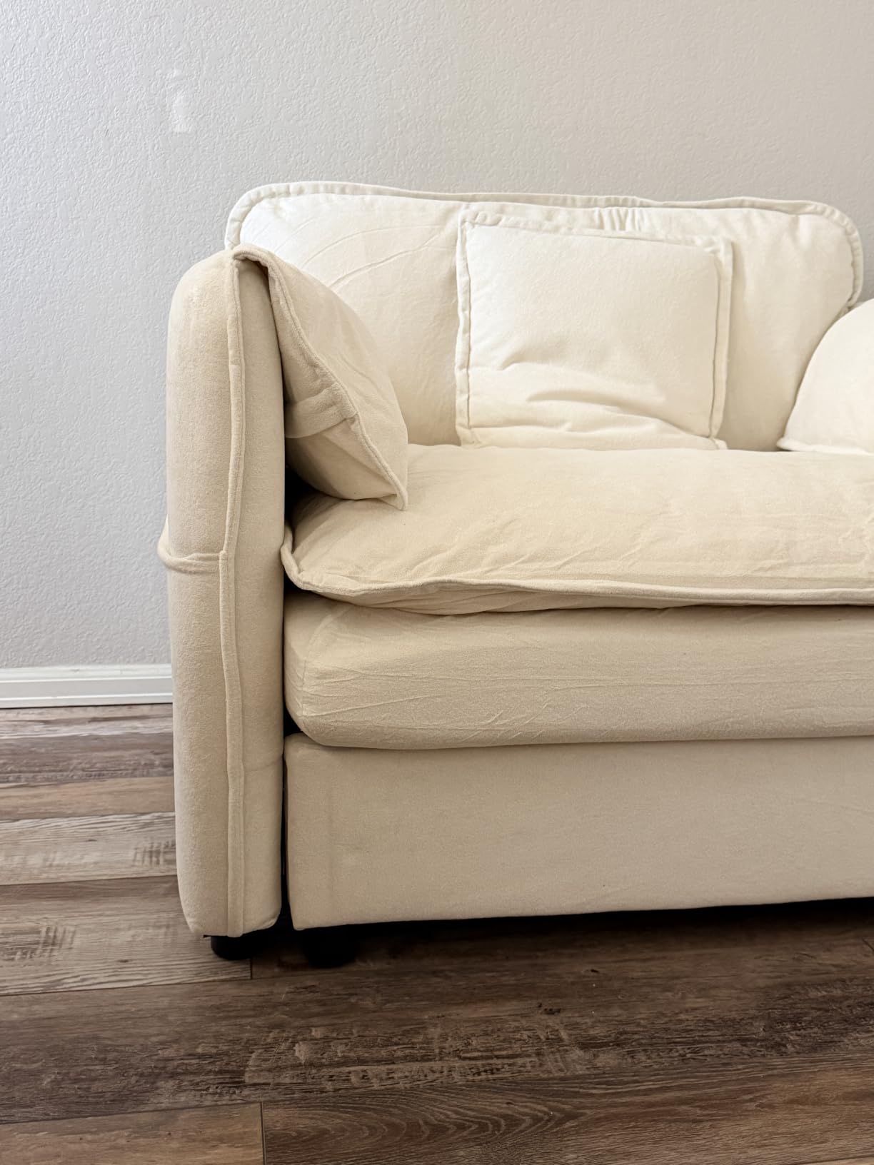 GRAVFORCE Oversized Chair with Ottoman, Chenille Reading Chair, Beige | Deep Seat Comfort, Solid Wood Frame, 600 lb Weight Capacity, with 3 Pillows for Living Room, Bedroom, Apartment, Home Office customer photo 2
