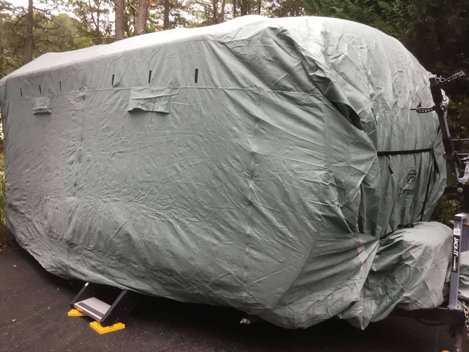 Fonzier Extra Thick 9 Layers Travel Trailer RV Cover Fits 22.1-24FT | Travel Trailer RV Cover, Anti-UV, Weatherproof, Rip-Stop, Utility RV Cover Set with straps for Motorhome, Light Gray customer photo 1