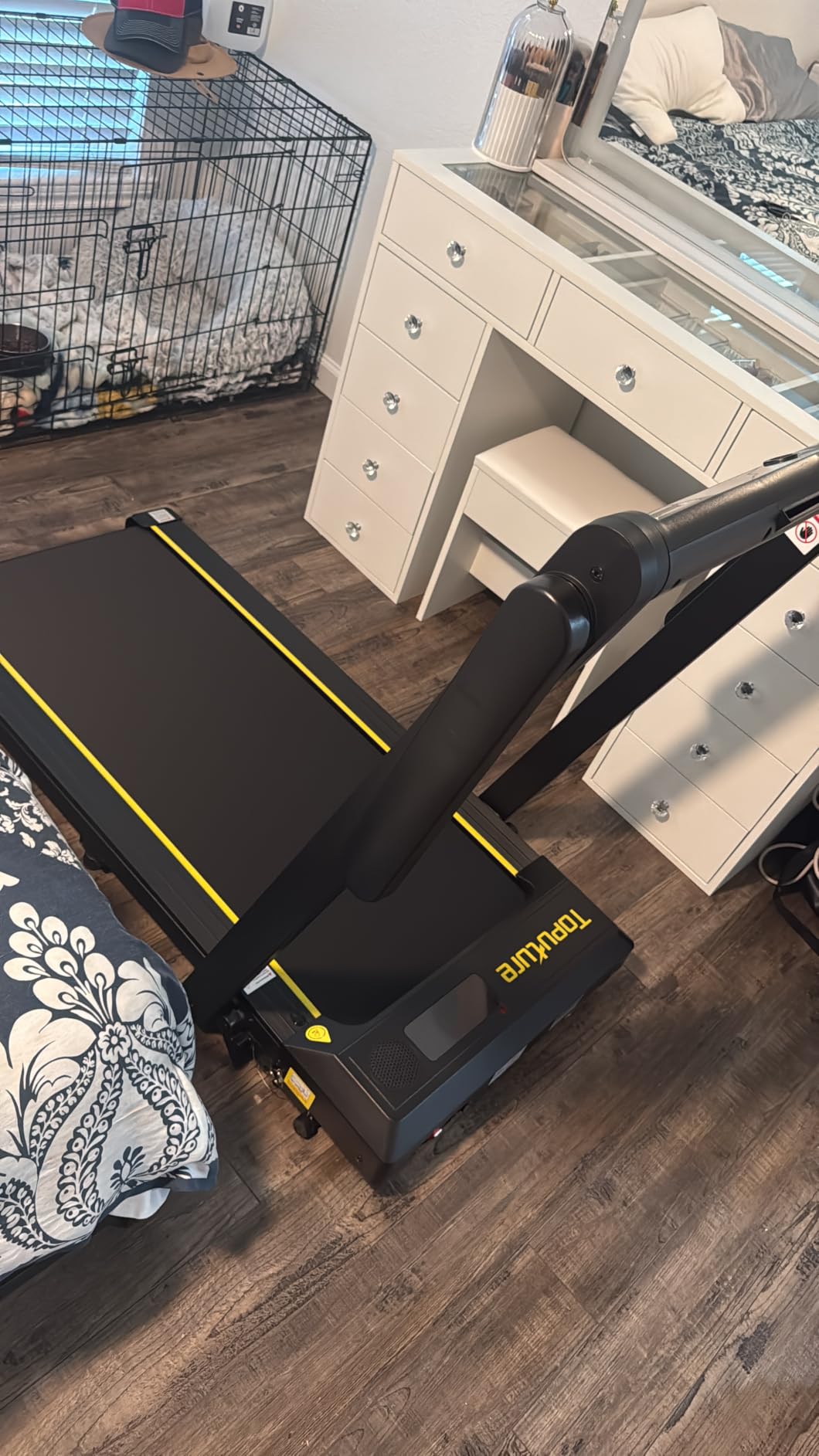 TOPUTURE Walking Pad Treadmill with 12% Incline, 4 in 1 Foldable Treadmill with Handle Bar for Home/Office, Under Desk Treadmills Portable Folding Walking Pad with App & Bluetooth Speaker, 0.6-10MPH customer photo 2