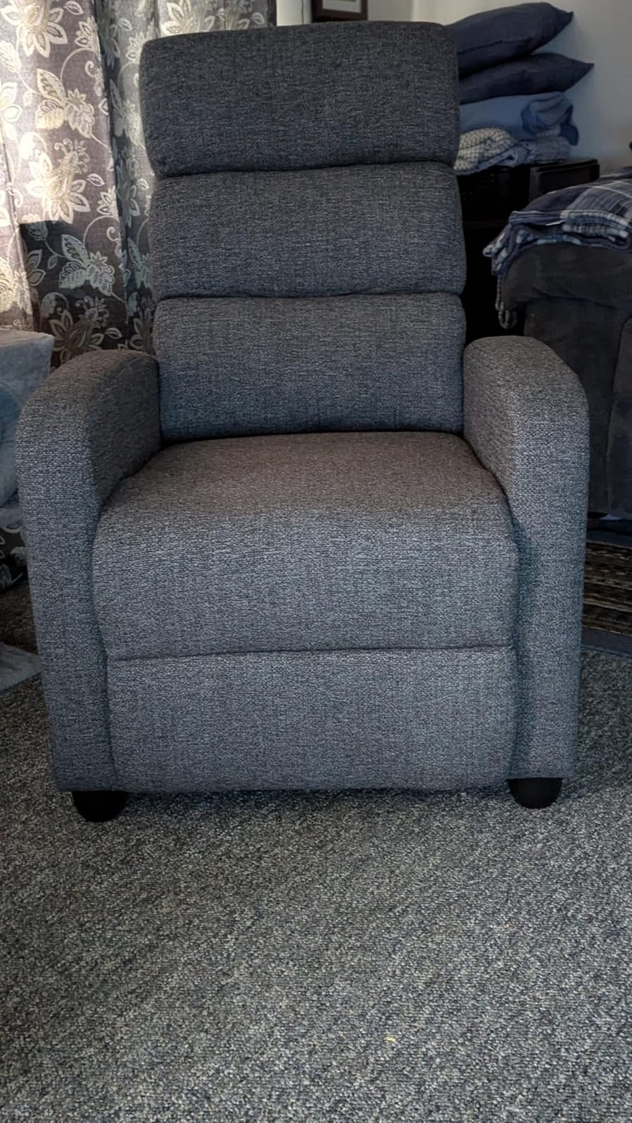 Furnimart Small Manual Recliner Chair for Compact Spaces, Overstuffed Chenille, Chunky Cushion, Comfortable Single Sofa Recliner for Adults, Ideal for Living Room, Bedroom, Home Theater, Gray customer photo 1